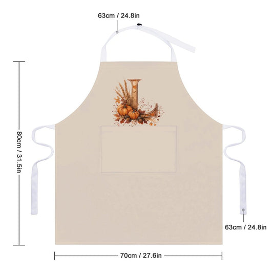 Adult Apron with Pocket - Thanksgiving Apron - Letter L
