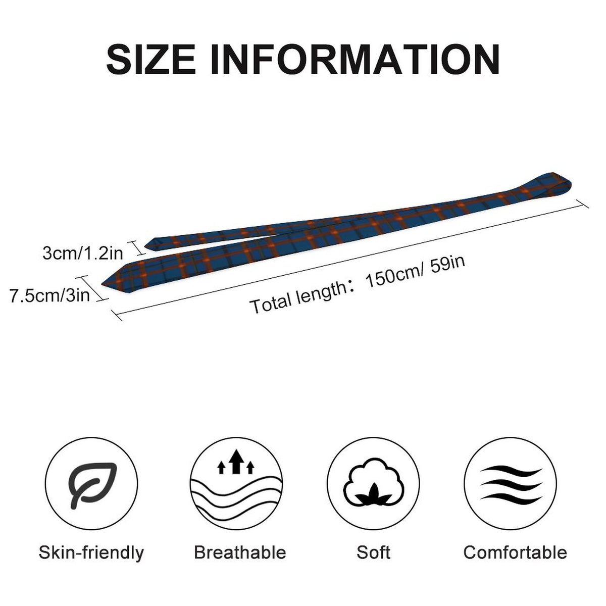 Men's Formal Tie - Blue Plaid