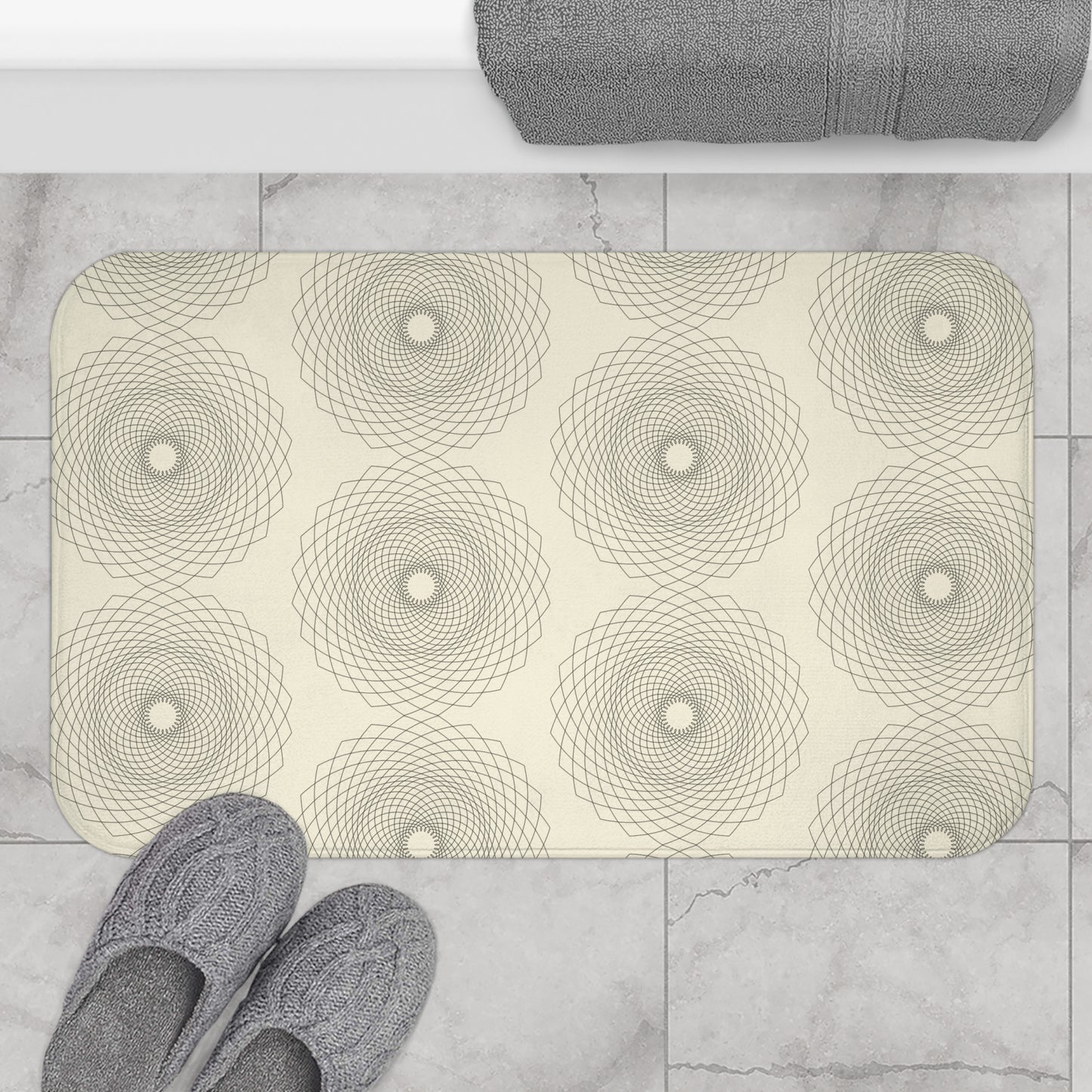 Elegant Geometric Bath Mat, Stylish Bathroom Decor, Non-Slip Bath Mat, Modern Home Accessories, Gift for Housewarming