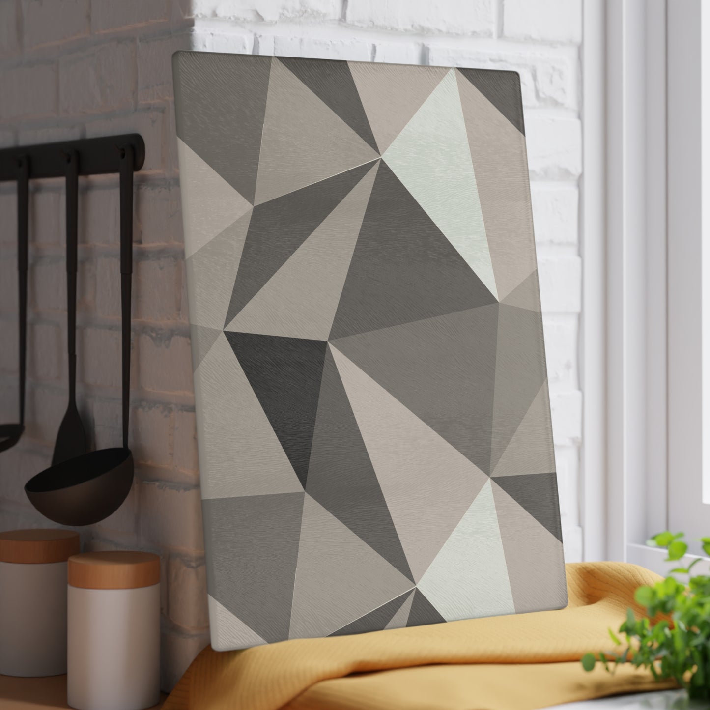 Stylish Glass Cutting Board, Geometric Kitchen Decor, Modern Gift for Chefs, Housewarming, Wedding, Functional Art