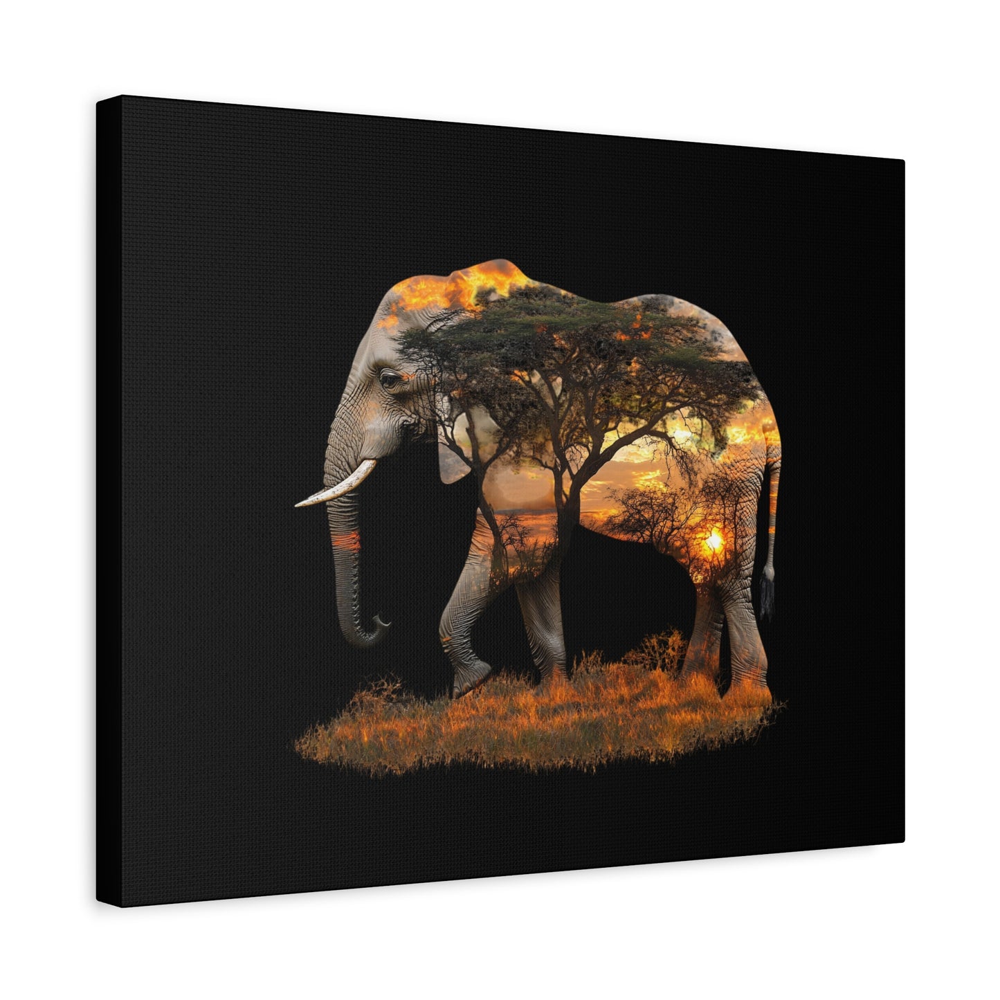 Elephant Tree Matte Canvas Art, Nature Wall Decor, Wildlife Home Decoration, Gift for Animal Lovers, Boho Living Room Accent