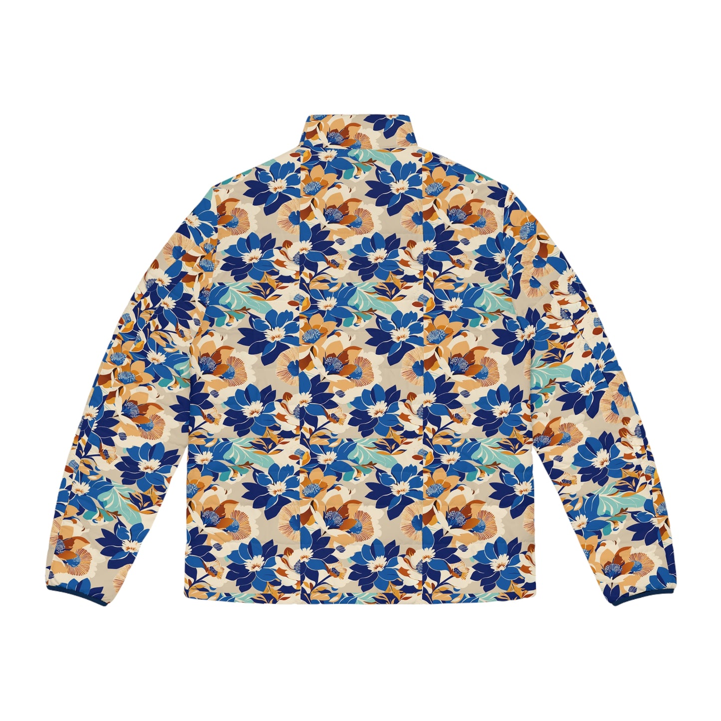 Floral Men's Puffer Jacket, Stylish Winter Coat, Nature-Inspired Outerwear, Trendy Layering Piece, Perfect for Gifting