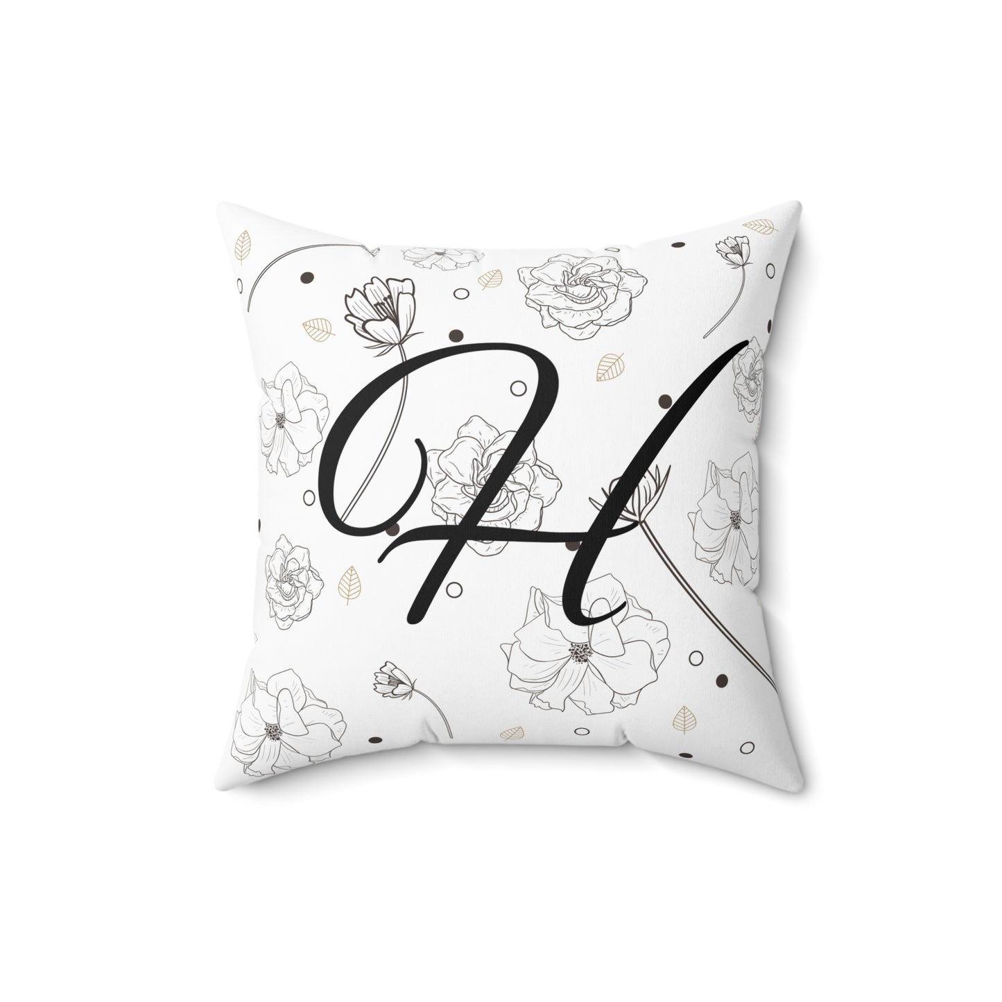 Floral Monogram Square Pillow - Personalized