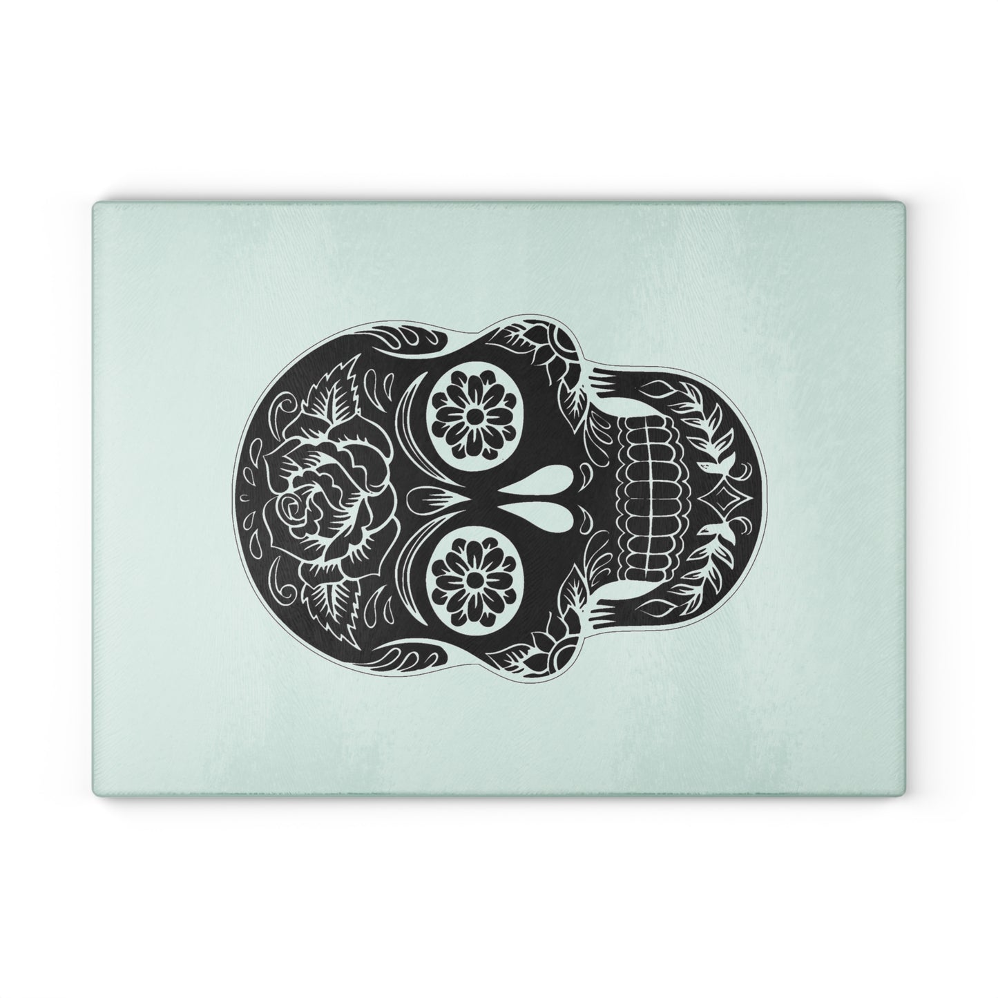 Decorative Glass Cutting Board - Sugar Skull Design, Kitchen Decor, Gift for Home Cooks, Day of the Dead, Unique Cookware