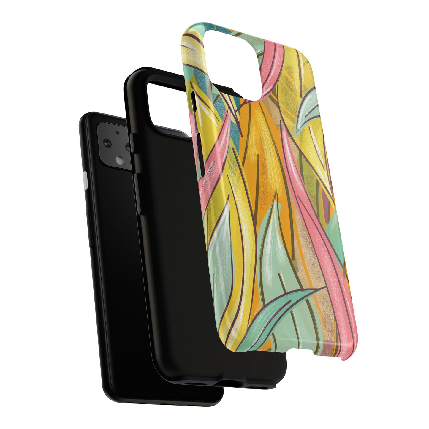 Vibrant Phone Case with Colorful Leaf Design, Tough Cases for Nature Lovers, Eco-Friendly Gift, Summer Vibes, Floral Phone Cover