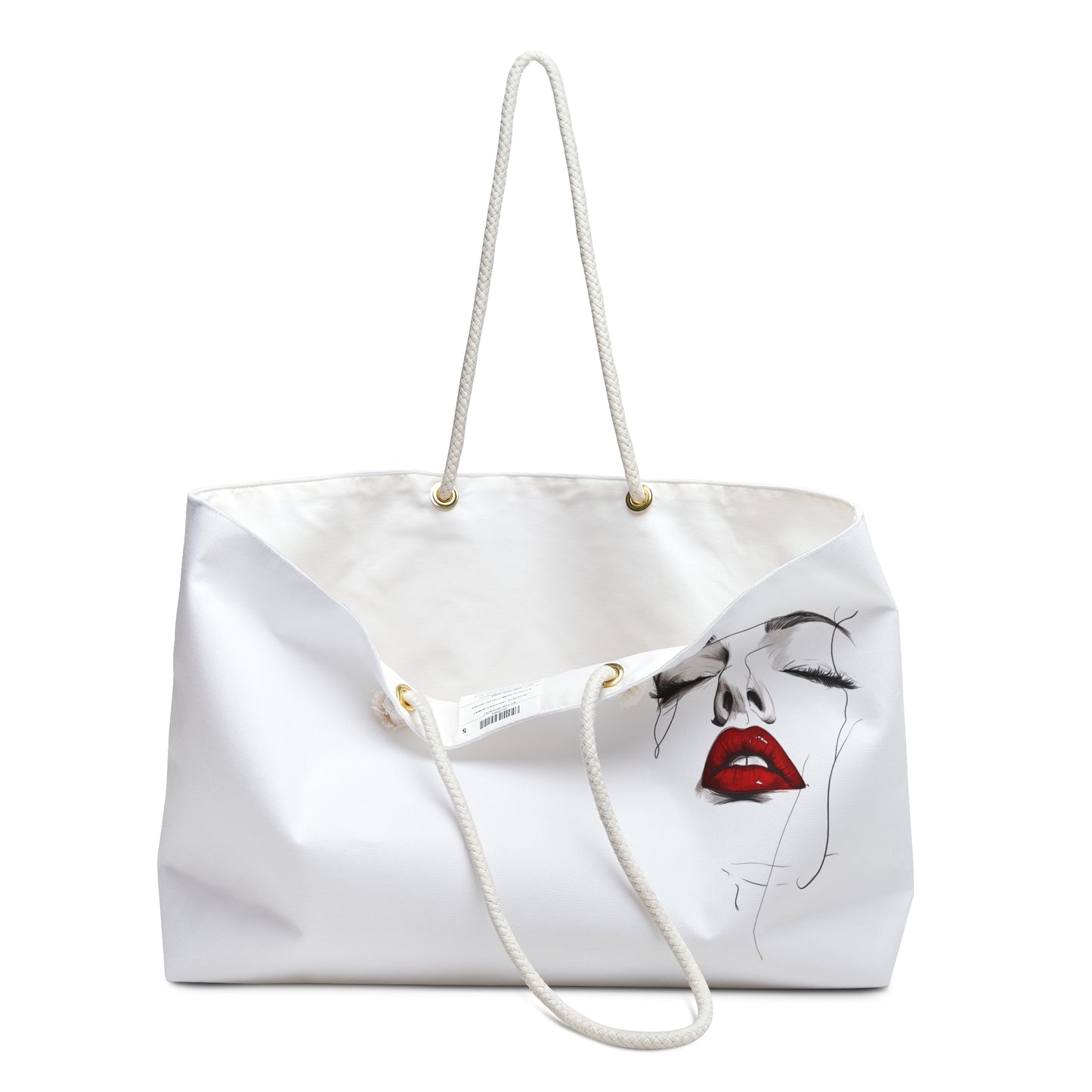 Chic Weekender Bag with Bold Lip Art, Stylish Tote for Travel, Gym, Beach, Weekend Getaways, Perfect Gift for Fashion Lovers