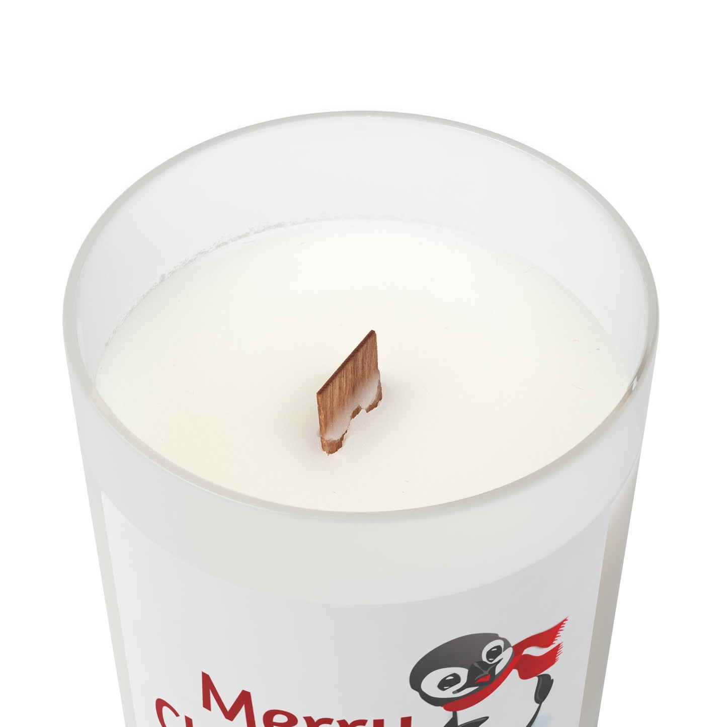 Merry Christmas Frosted Glass Candle, Holiday Gift, Winter Decor, Home Fragrance, Cozy Atmosphere, Christmas Decoration