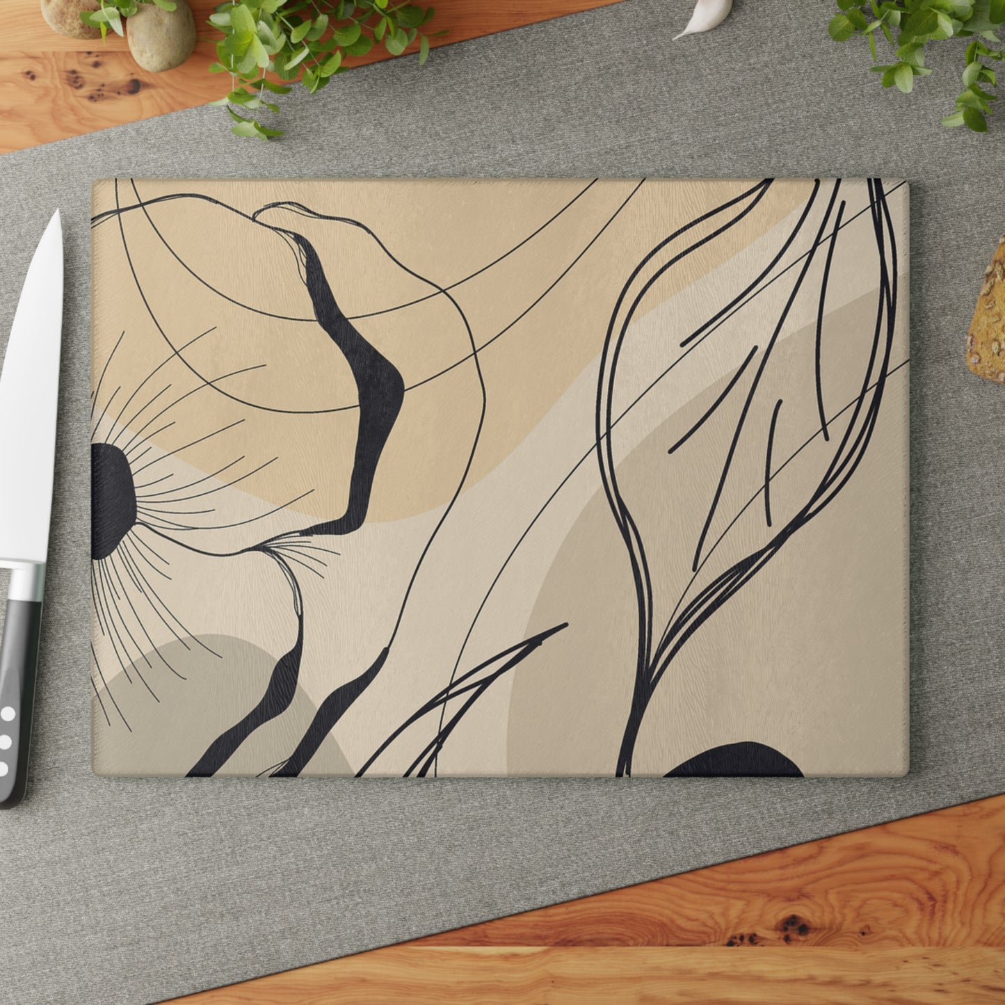 Elegant Floral Glass Cutting Board, Stylish Kitchen Decor, Wedding Gift, Home Cooking, Floral Kitchen Accessories