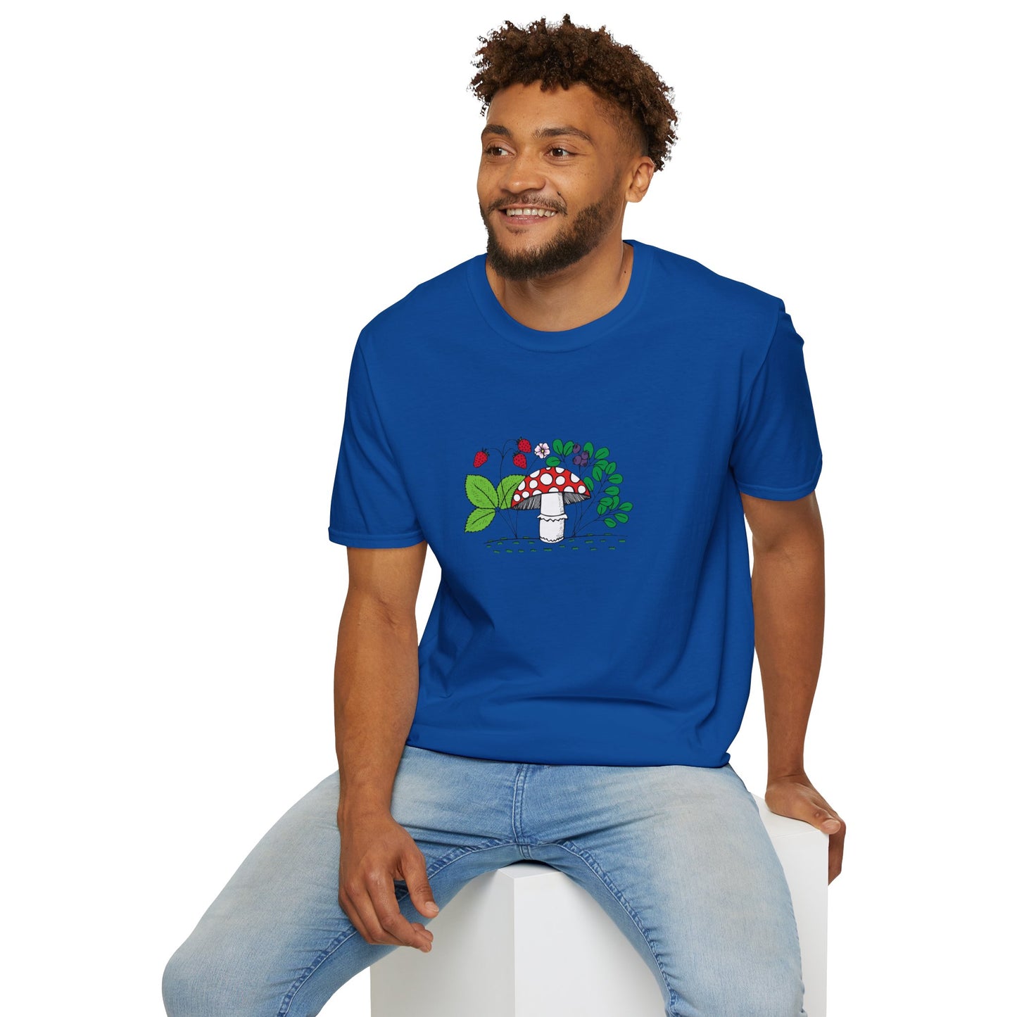 Whimsical Mushroom T-Shirt for Nature Lovers, Casual Tees, Gift for Gardeners, Unisex Softstyle Shirt, Eco-Friendly Apparel