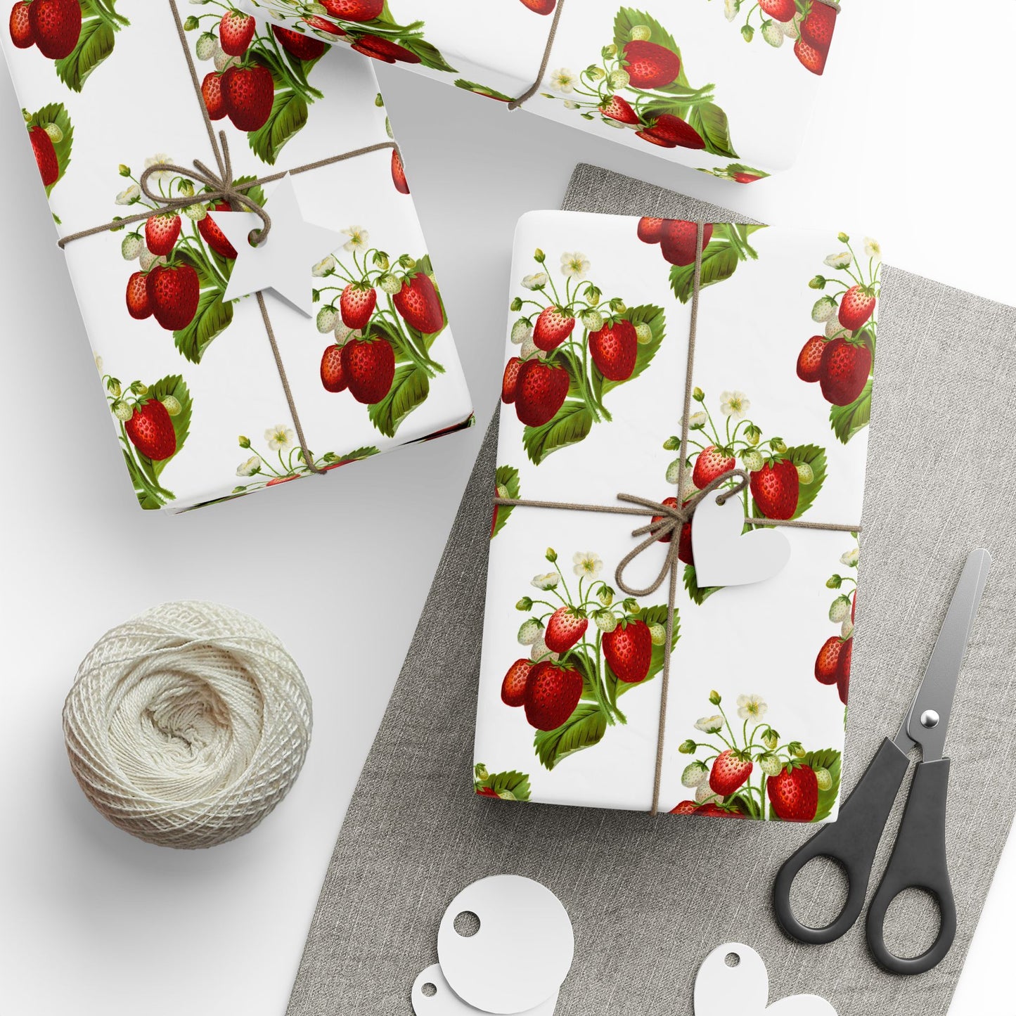 Strawberry Floral Wrapping Paper, Gift Wrap for Birthdays, Holidays, Showers, Eco-friendly Packaging, Cute Strawberry Design