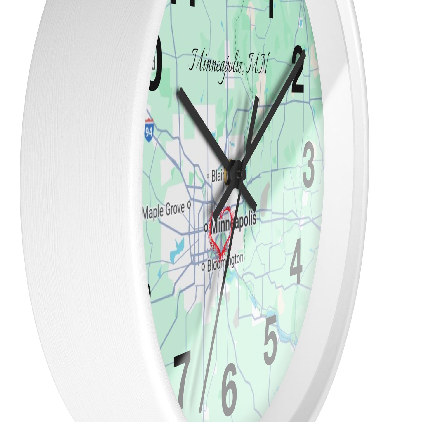 Personalized Map Wall Clock, Custom Home Decor, Minneapolis Gift, Modern Clock, Unique Housewarming, Wall Art, Office Decor