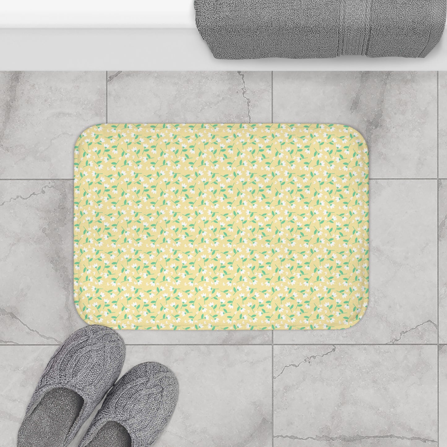 Sunny Floral Bath Mat, Vibrant Bathroom Decor, Non-Slip Mat, Home Gift, Spring Vibes, Eco-Friendly Mat