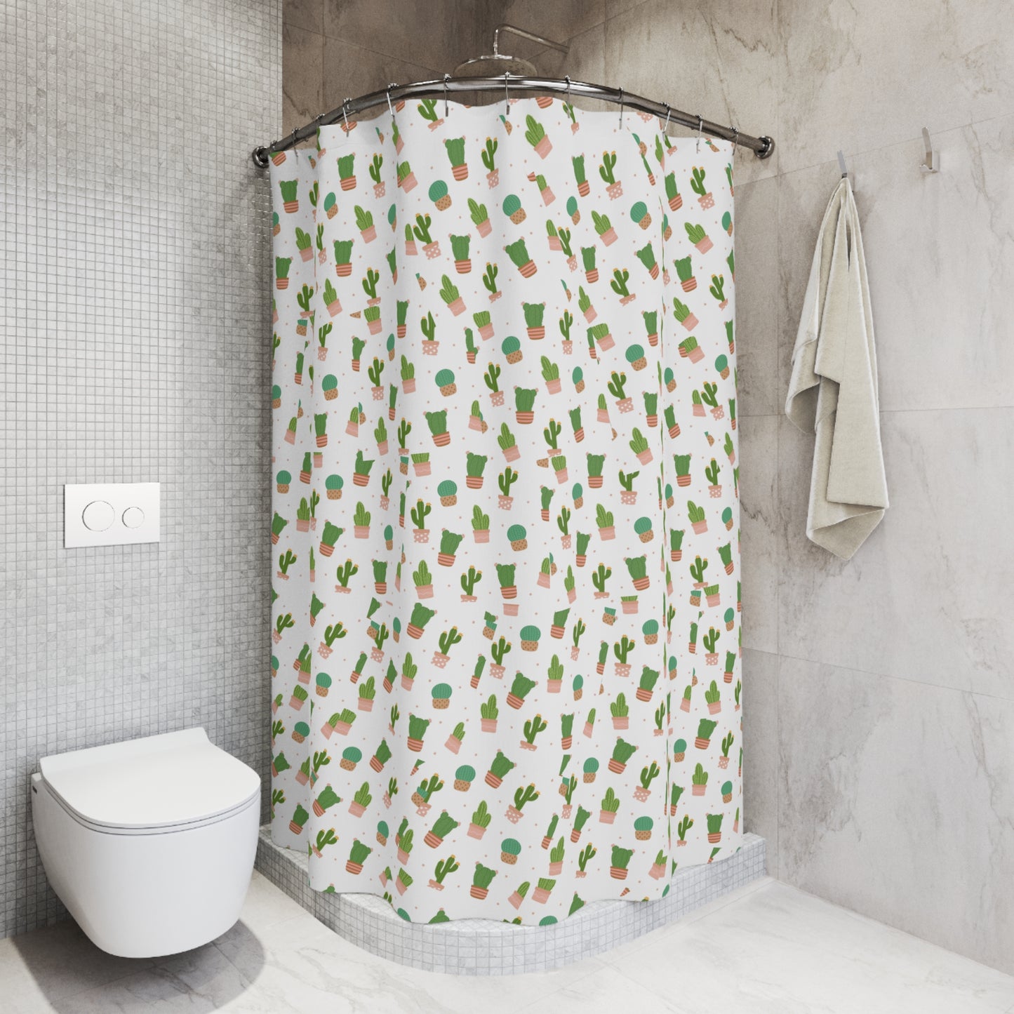 Cacti Shower Curtain - Tropical Bathroom Decor, Plants Lover Gift, Bohemian Home, Unique Gift for Housewarming, Cute Bathroom Accessory