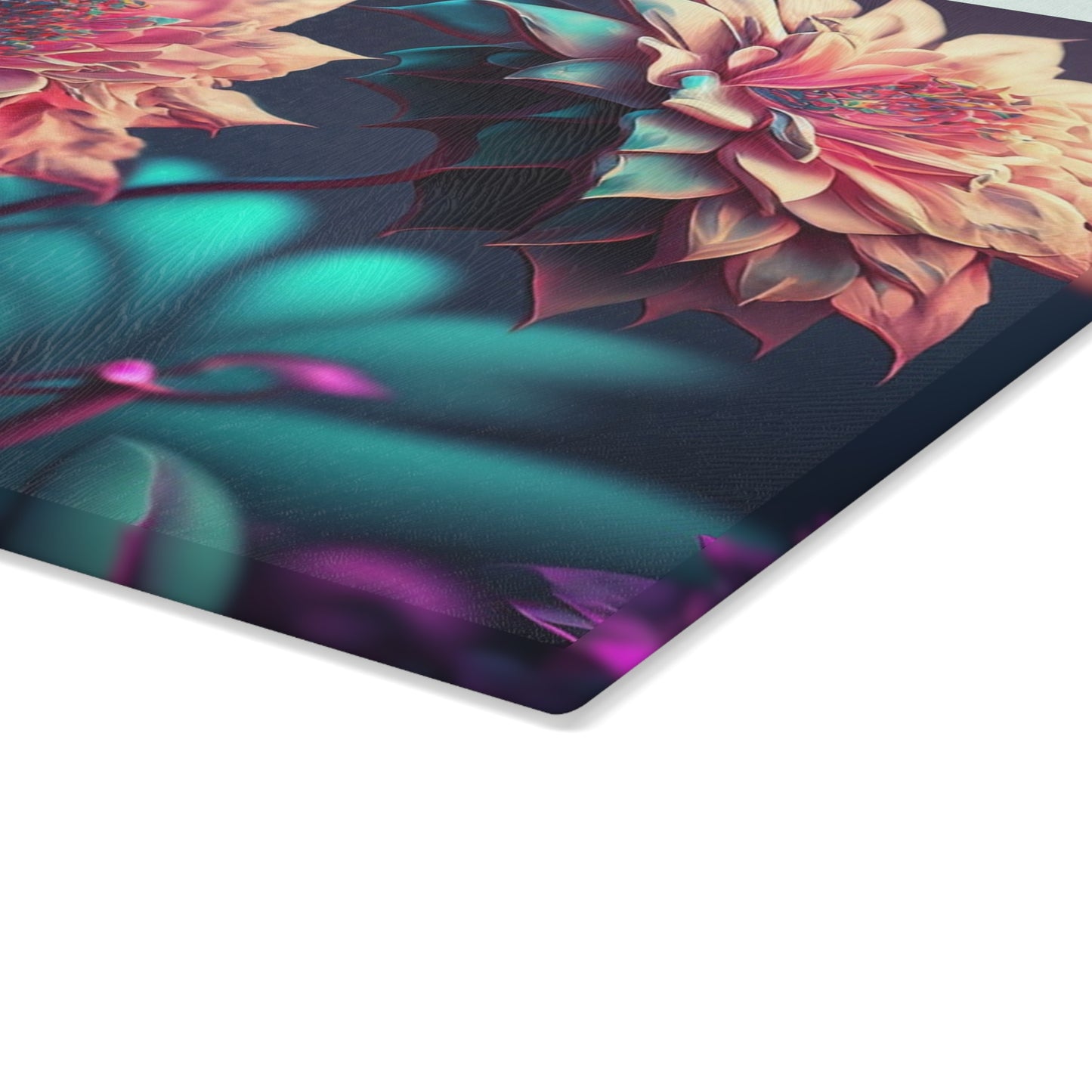 Floral Glass Cutting Board - Kitchen Decor, Wedding Gift, Home Cooking, Floral Art, Unique Kitchen Accessories