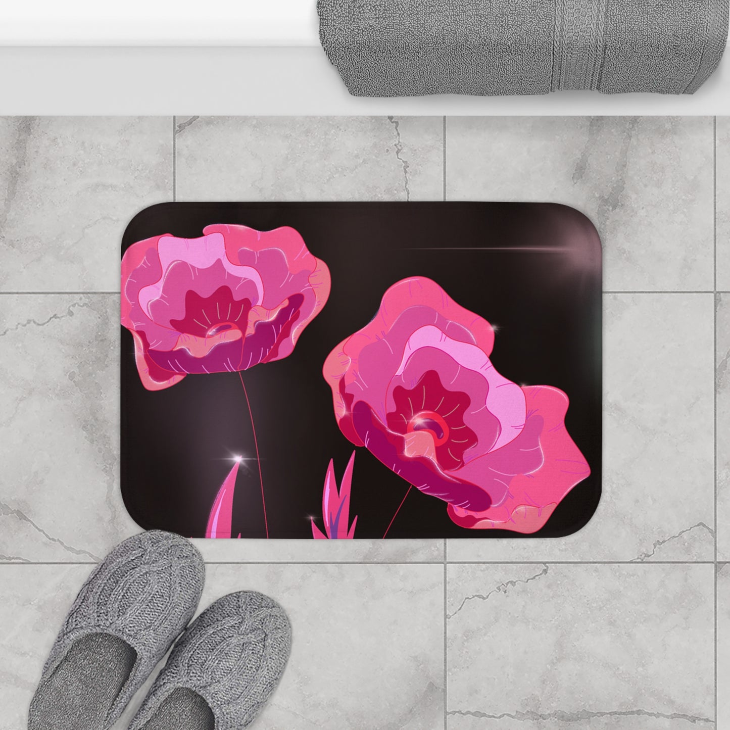 Floral Bliss Bath Mat, Elegant Bathroom Decor, Flower Design Rug, Home Comfort Accessory, Perfect for Gifts & Special Occasions