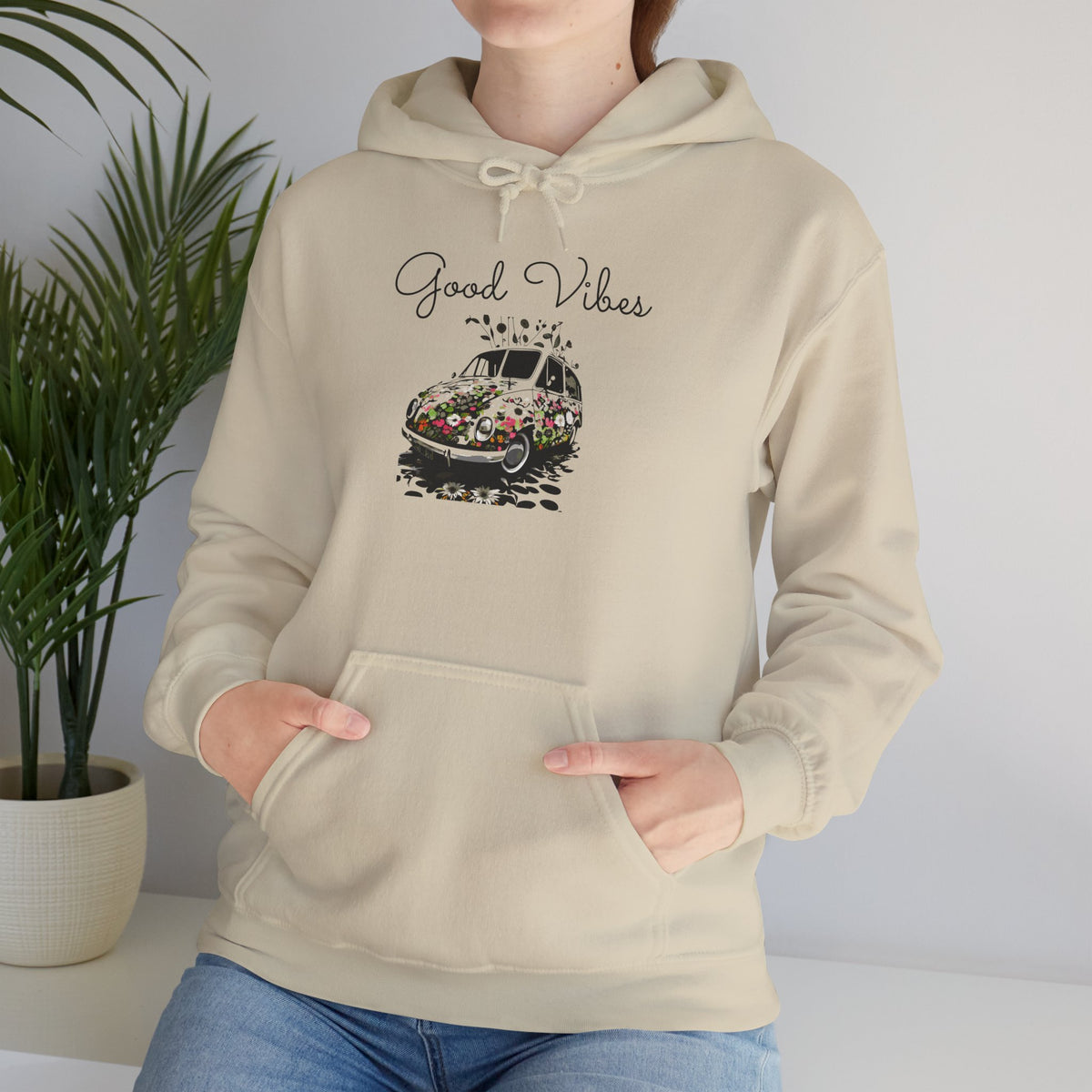 Good Vibes Hooded Sweatshirt - Unisex Heavy Blend, Cozy Gift for Friends, Casual Wear, Summer Outings, Beach Days, Chill Vibes