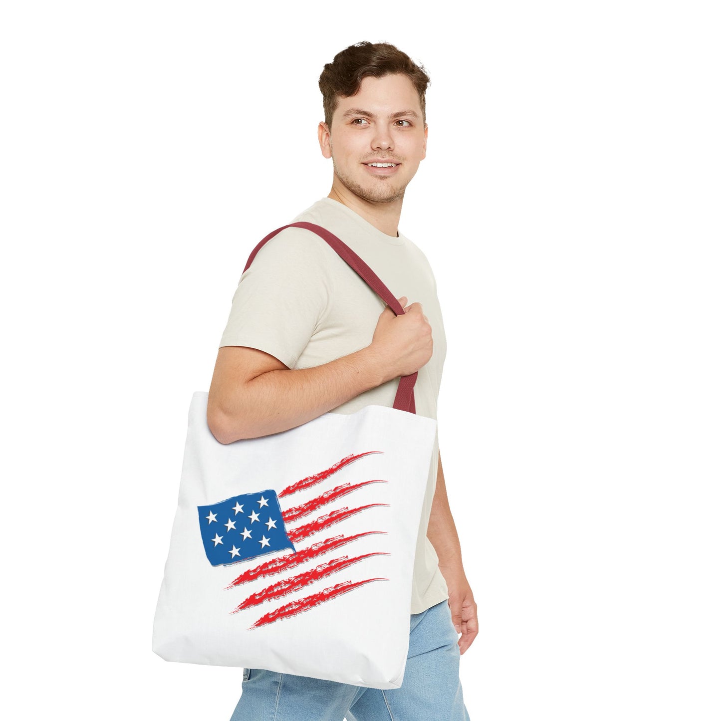 Patriotic Tote Bag | USA Pride | American Flag Design | Eco-Friendly Market Bag | Gift for Fourth of July, Veterans, Memorial Day