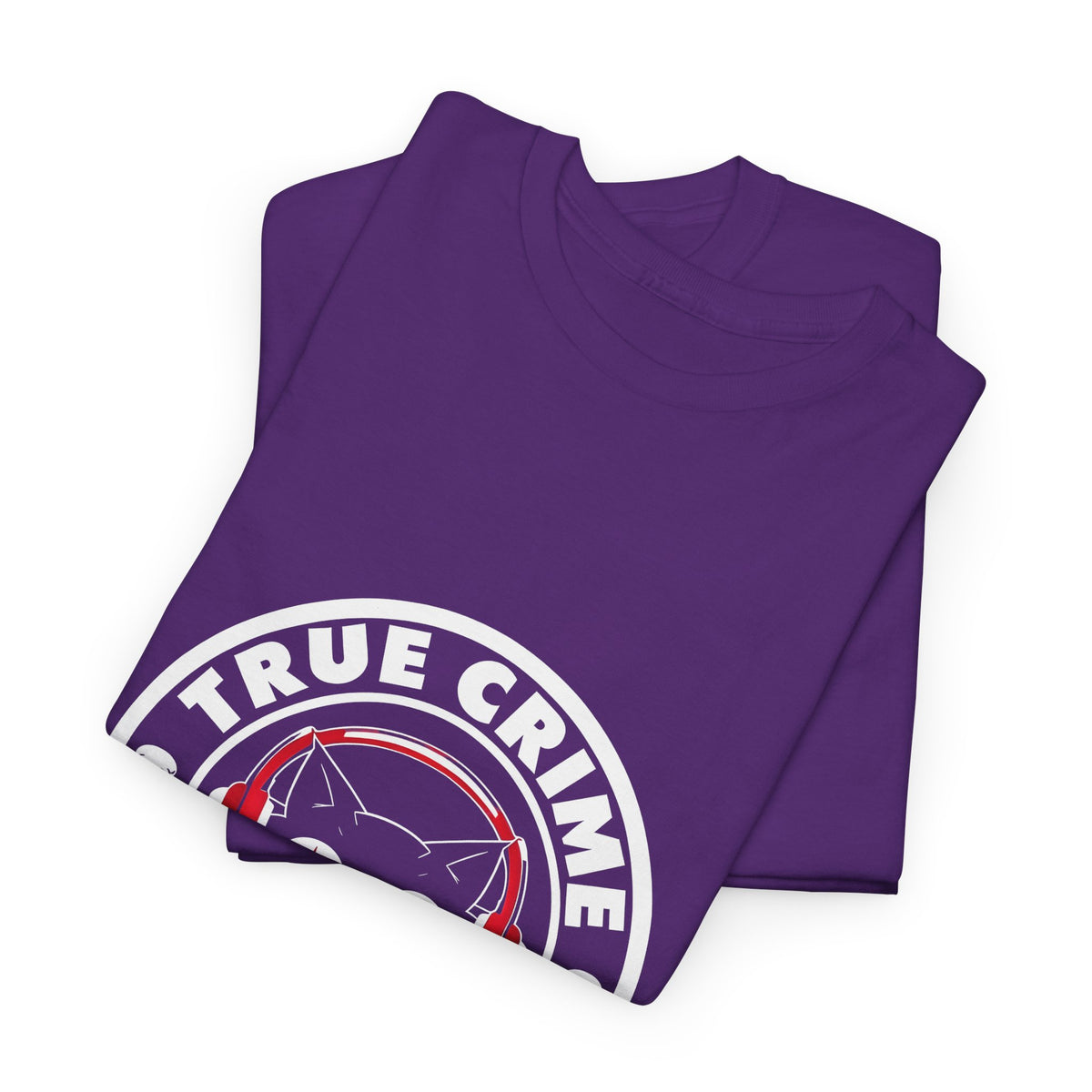 True Crime Podcast Tee — Cat with Headphones Logo