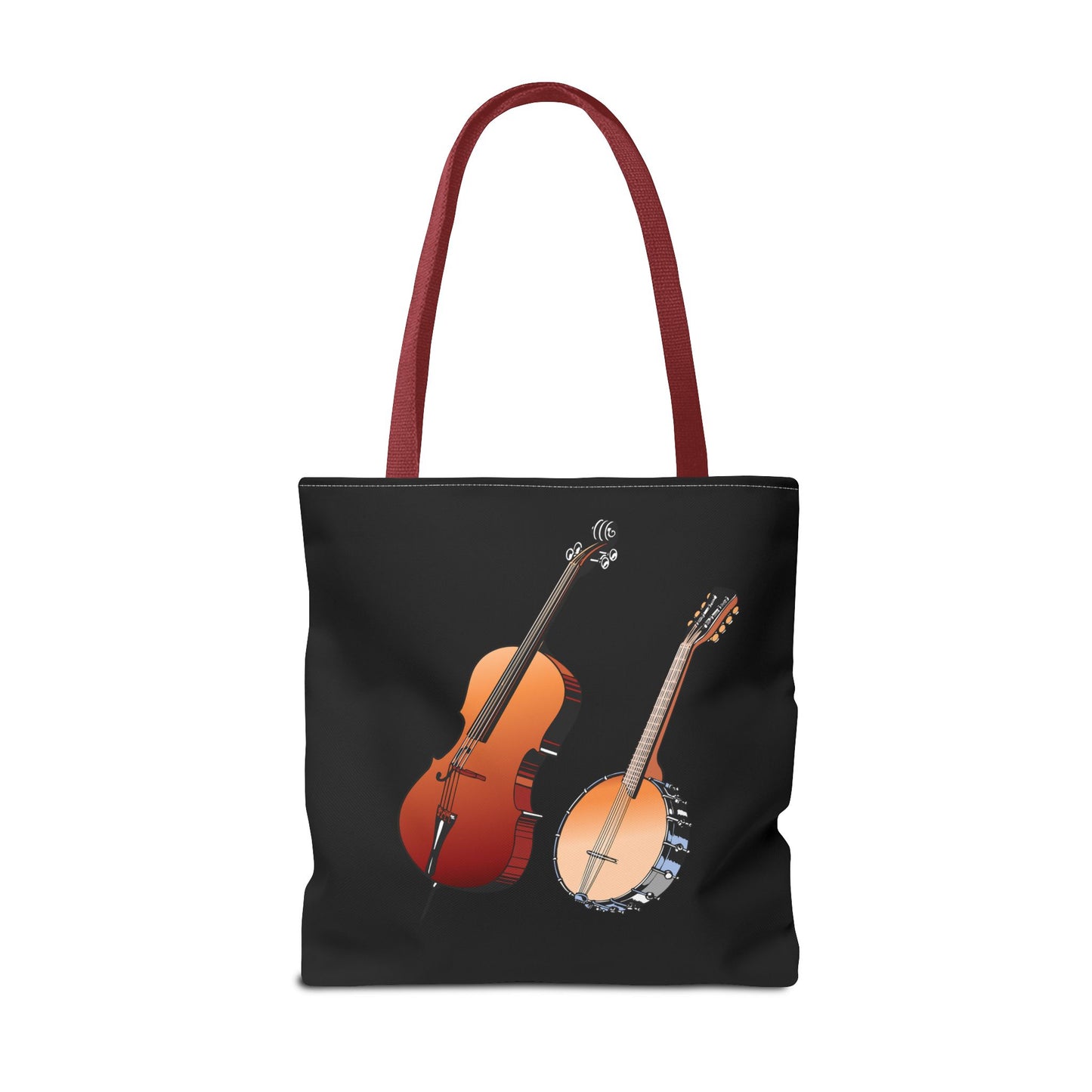 Musical Instruments Tote Bag, Music Lover Gift, Banjo and Cello Design, Stylish Grocery Tote, Concert Bag, Eco-Friendly Carryall