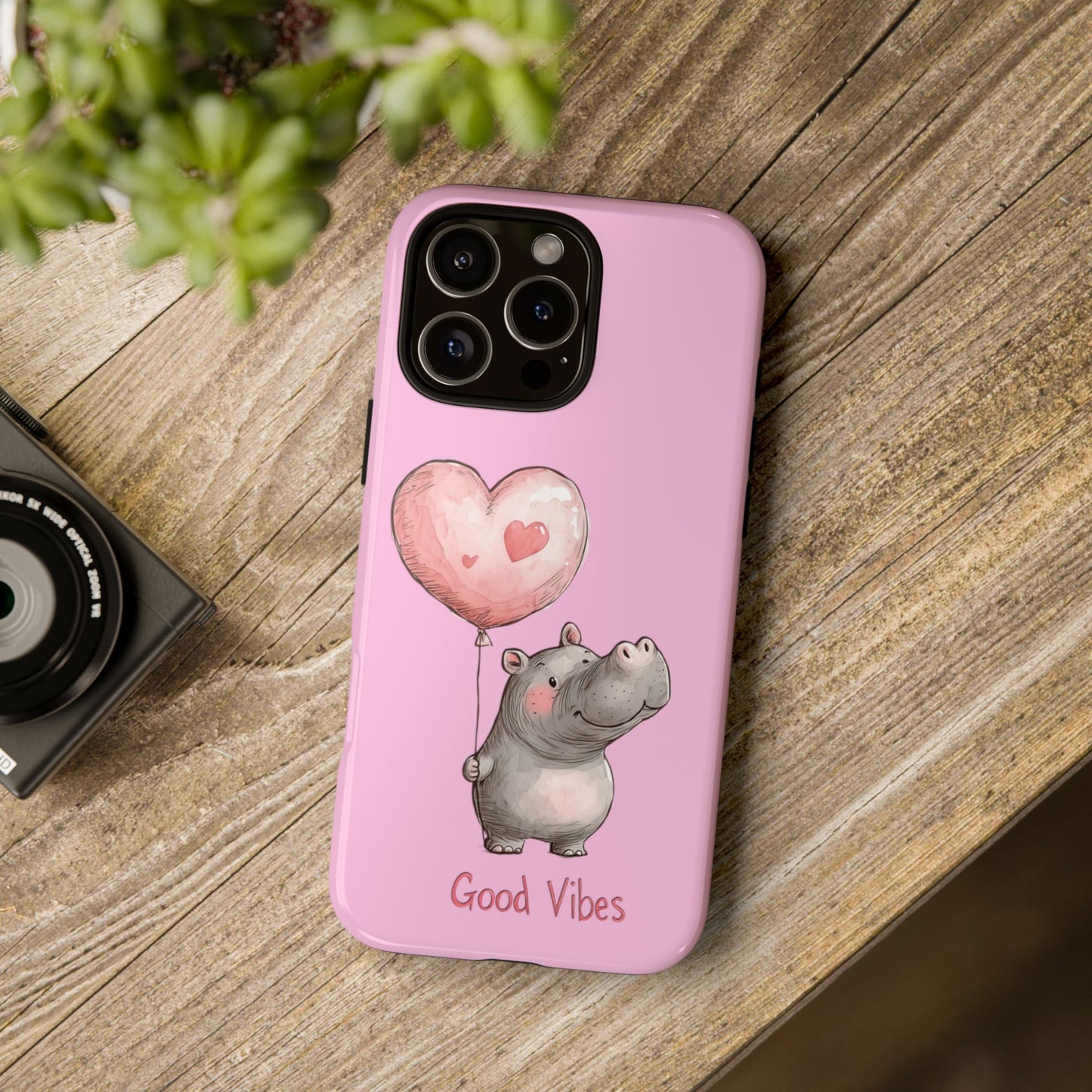 Cute Hippo Phone Case | Good Vibes, Gift for Friends, Cute Phone Accessories, Animal Lover Gift, Happy Phone Cover