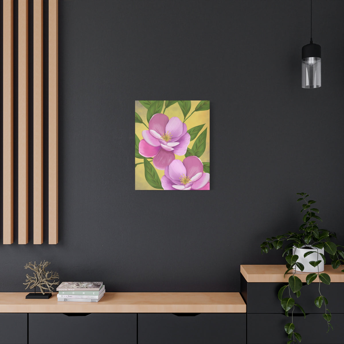Matte Canvas, Stretched, 1.25" Tulips Pink and Purple Flowers