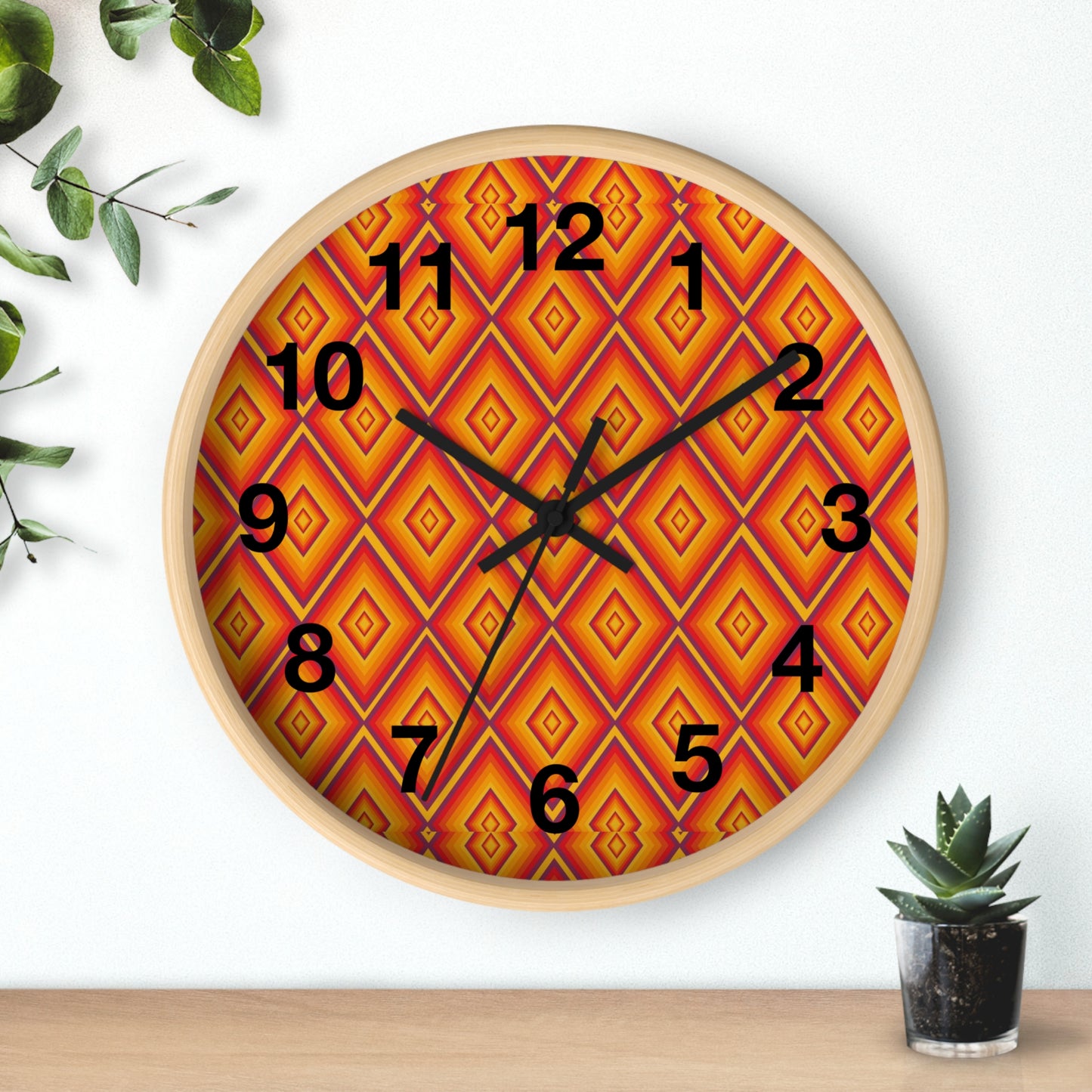 Retro Geometric Wall Clock, Vibrant Home Decor Clock, Modern Wall Art for Living Room, Unique Gift for Housewarming, Kid's Room