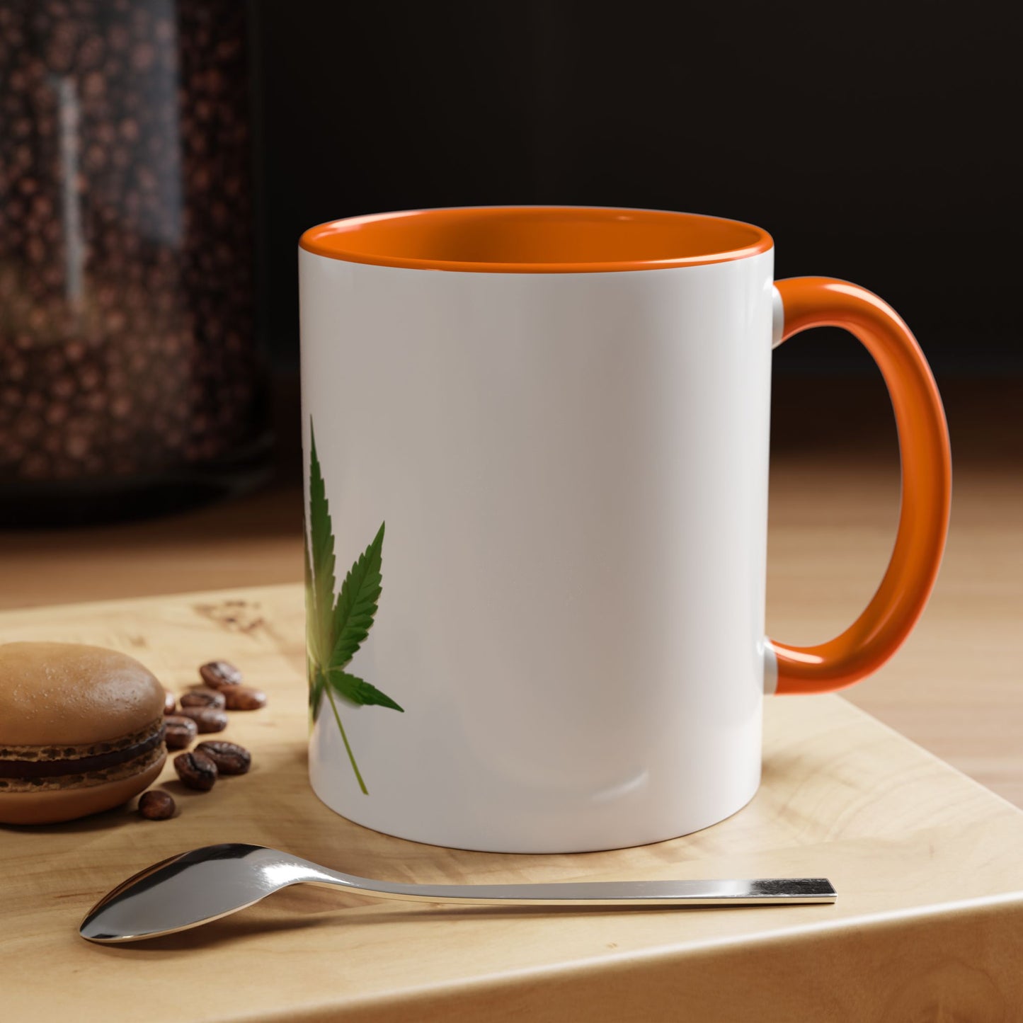 Marijuana Leaf Accent Coffee Mug | Cannabis Lover's Gift, Unique Coffee Cup, Pothead Mug, Stoner Gift Idea, Greenery Decor