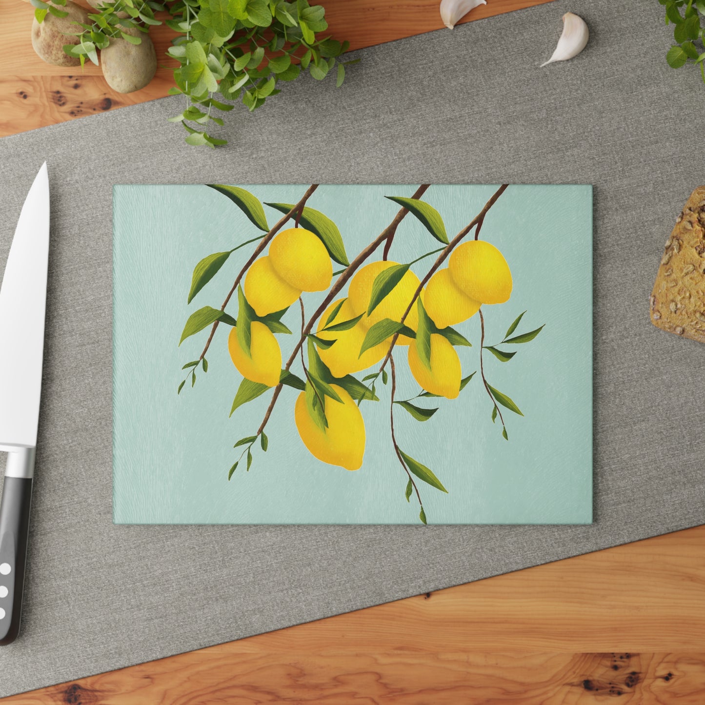 Lemon Glass Cutting Board - Bright Kitchen Decor, Home Gift, Cooking Accessory, Housewarming Present, Fruit Design