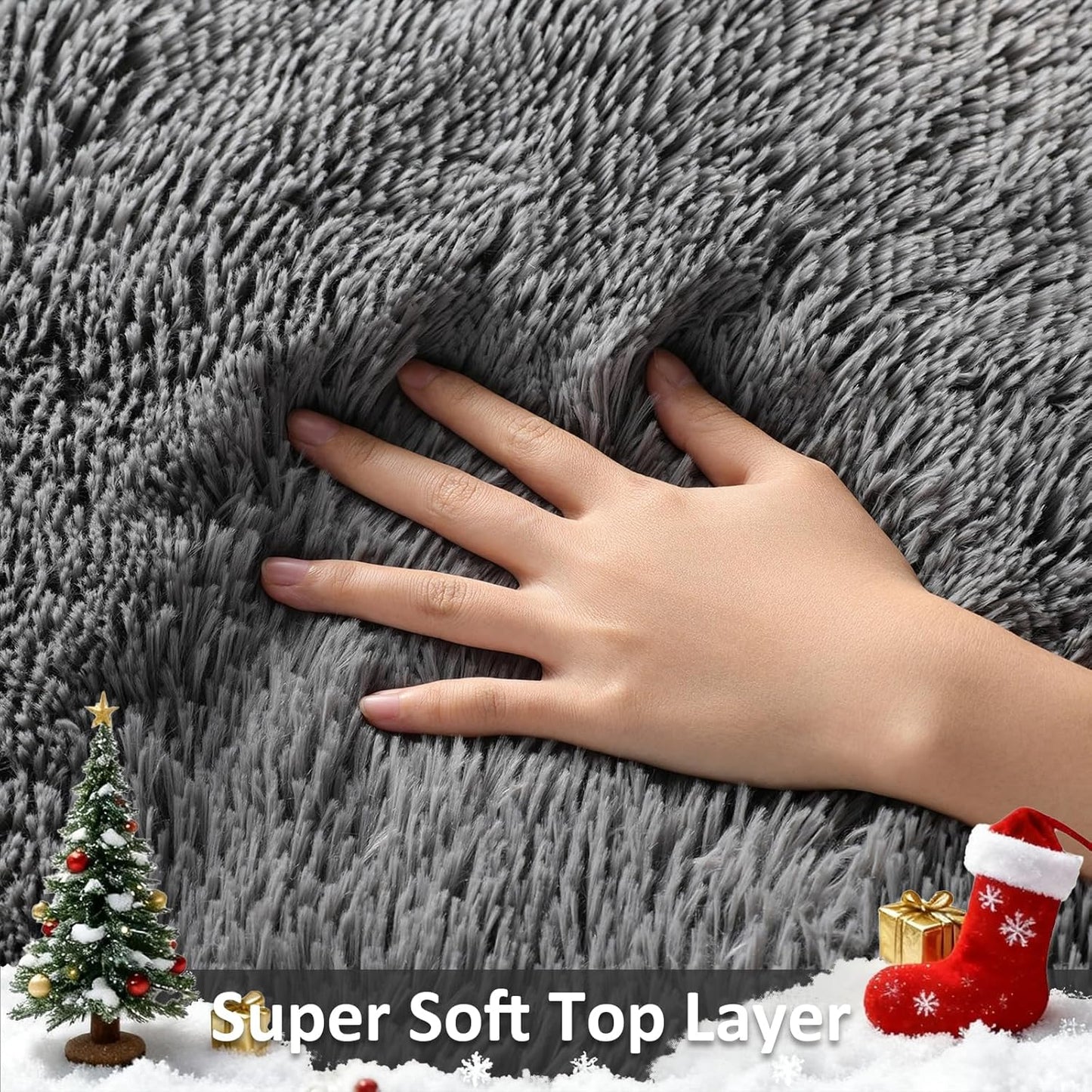 Ophanie Area Rugs for Bedroom Living Room, Grey Fluffy Fuzzy Shag Shaggy Soft Plush Carpet, 4x6 Indoor Floor Gray Rug for Kids Home Dorm Decor Aesthetic