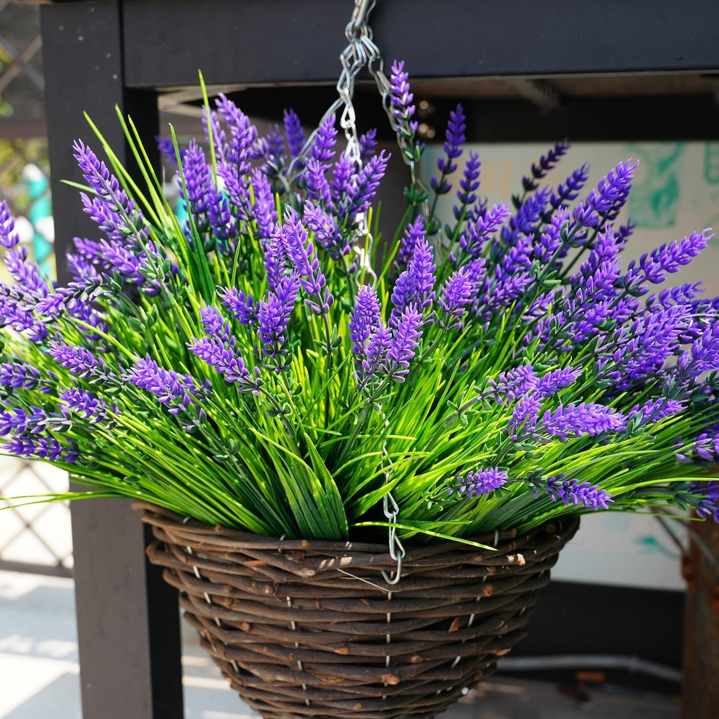 20 Bundles Artificial Plants Outdoor, UV Resistant Fake Flowers, Realistic Faux Lavender Shrubs for Porch Garden Window Box Home Decoration (Purple)