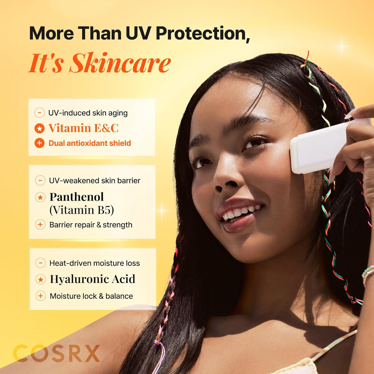 COSRX Airy-Light Clear Sunscreen Stick with Vitamin E&C SPF 50, 0.67 oz, 19g, Korean Suncreen Stick Suncare Sunblock, Lightweight, No White Cast