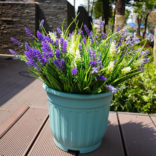 20 Bundles Artificial Plants Outdoor, UV Resistant Fake Flowers, Realistic Faux Lavender Shrubs for Porch Garden Window Box Home Decoration (Purple)