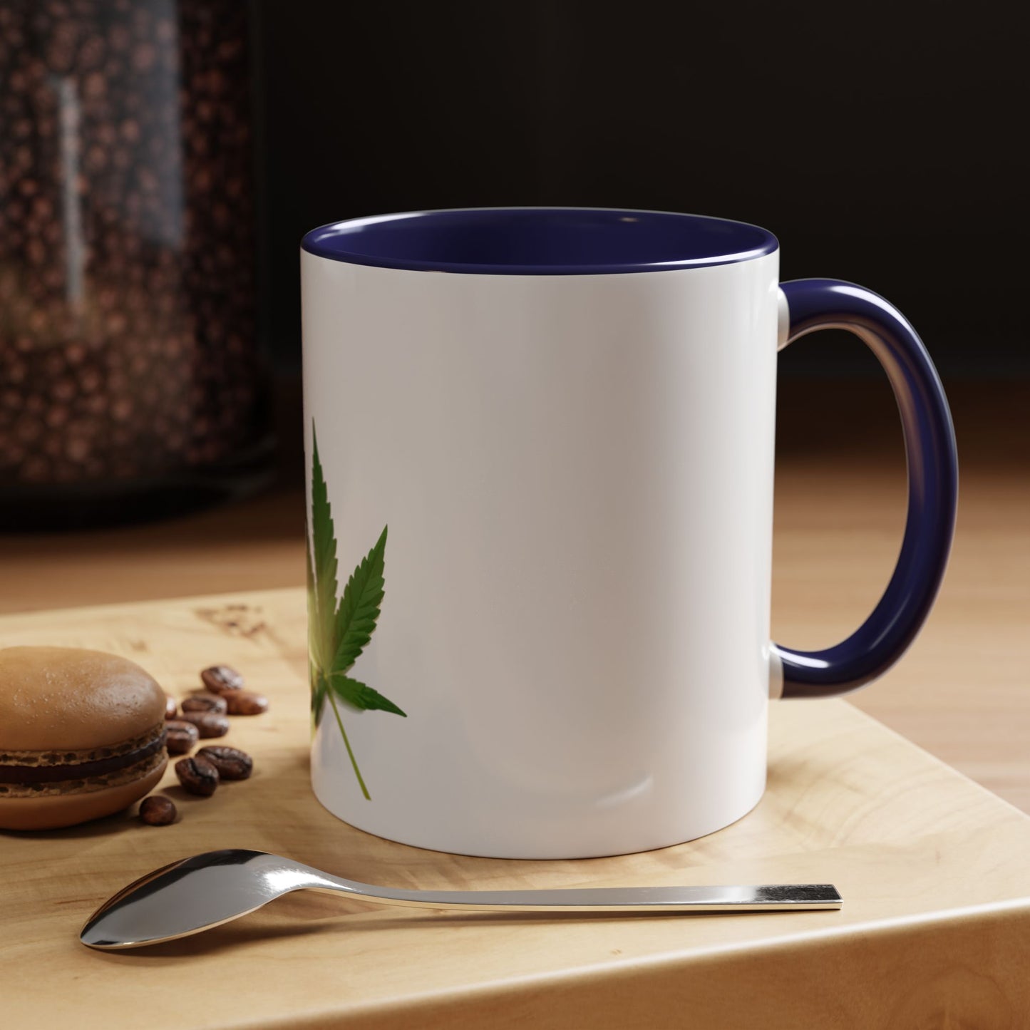 Marijuana Leaf Accent Coffee Mug | Cannabis Lover's Gift, Unique Coffee Cup, Pothead Mug, Stoner Gift Idea, Greenery Decor