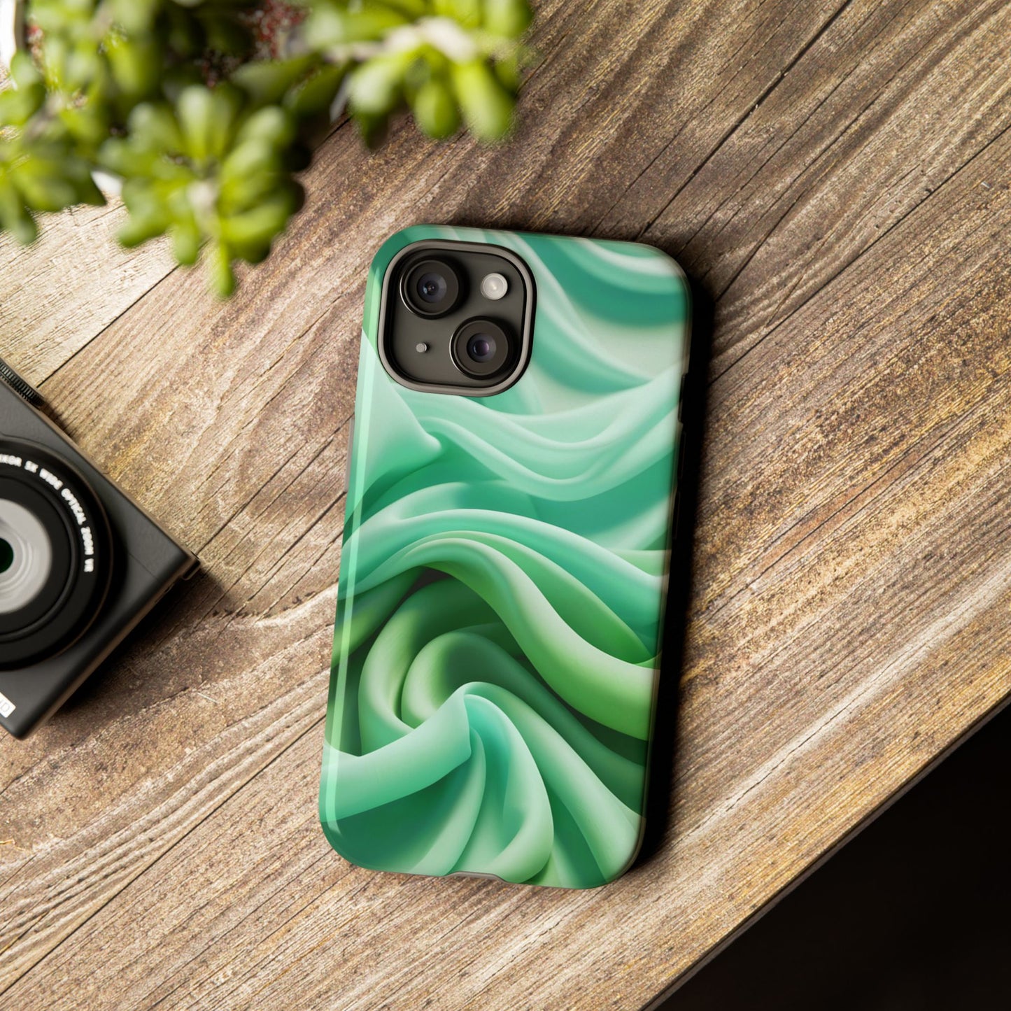 Stylish Phone Case, Tough Case, Green Abstract Design, Cell Phone Cover, Unique Gift, Trendy Accessory