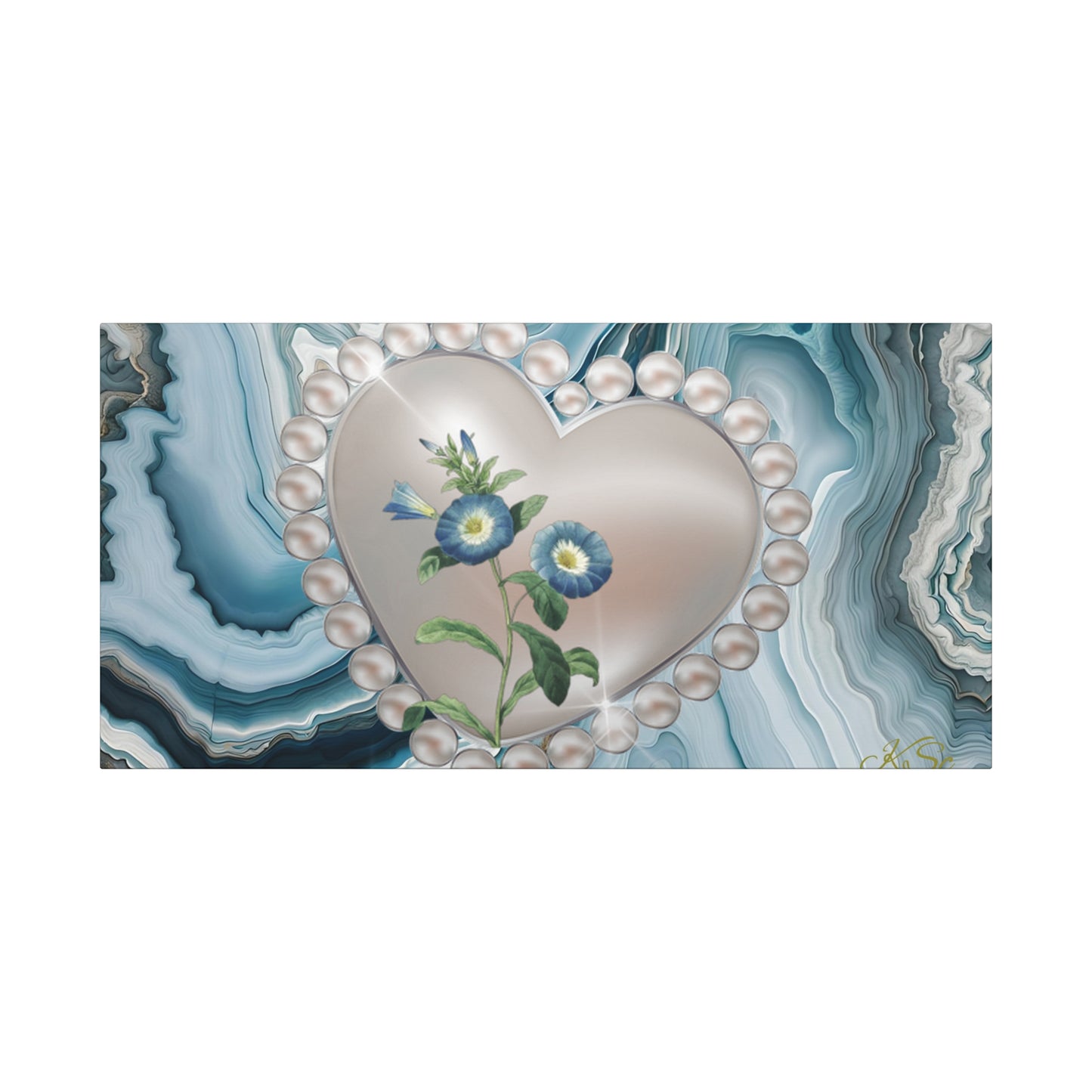 Elegant Floral Heart Canvas Wall Art, Modern Home Decor, Gift for Her