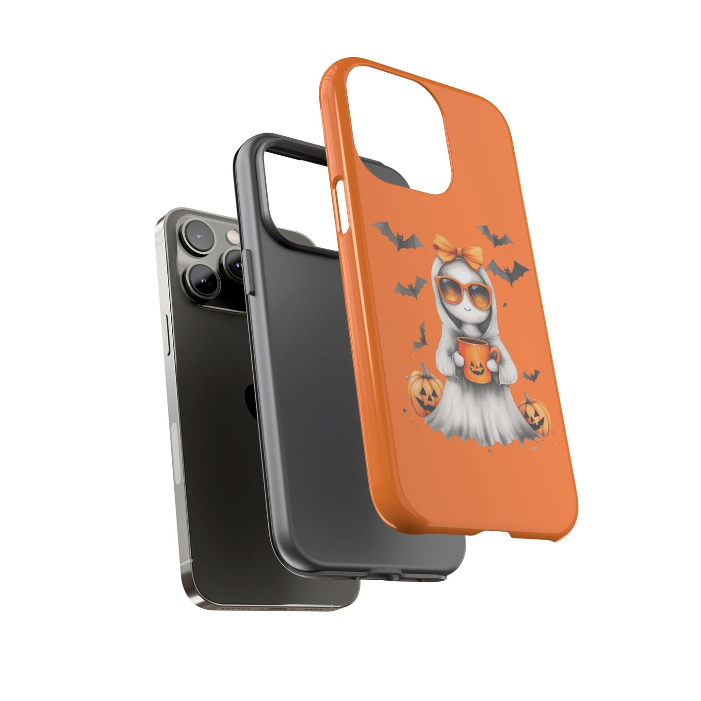 Halloween Ghost Phone Case, Cute Cat Ghost Case, Autumn Phone Cover, Spooky Season Gift, Trick or Treat Case