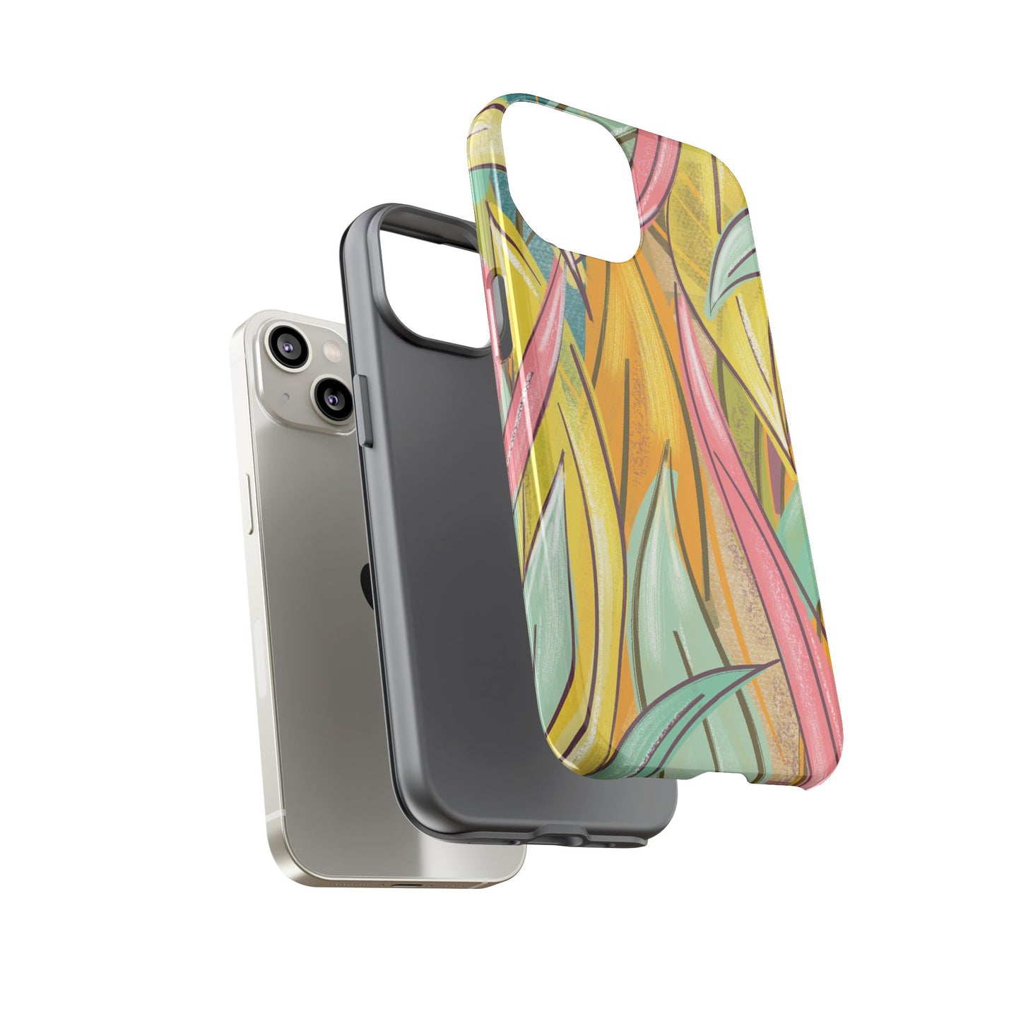 Vibrant Phone Case with Colorful Leaf Design, Tough Cases for Nature Lovers, Eco-Friendly Gift, Summer Vibes, Floral Phone Cover