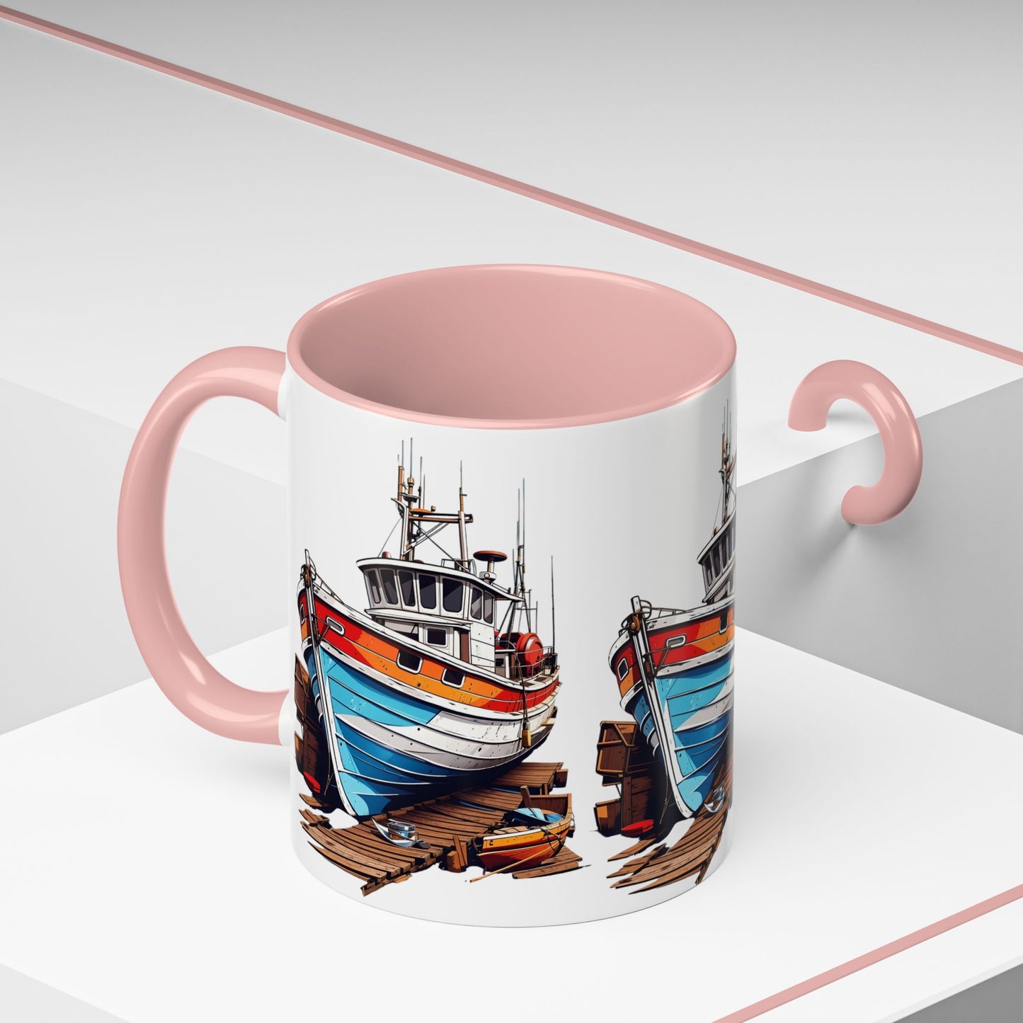 Nautical Accent Coffee Mug | Perfect for Boat Lovers, Sailor Gifts, Coastal Decor, Unique Gift Idea, Custom Artwork Mug