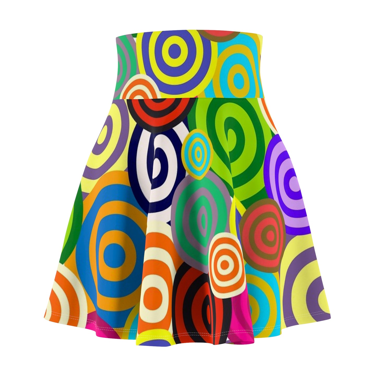 Colorful Spiral Print Women's Skater Skirt, Casual Summer Skirt, Festival Outfit, Bohemian Style, Vibrant AOP Design, Gift for Her