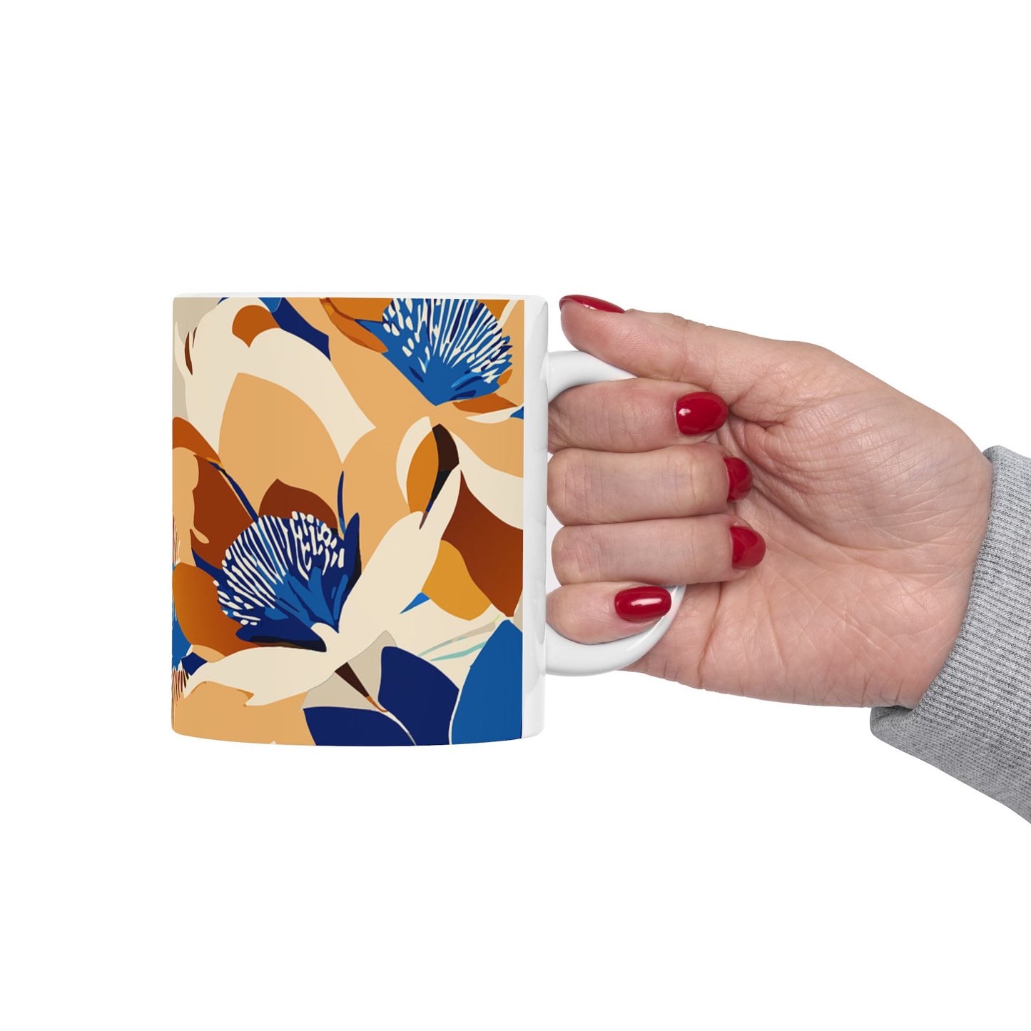 Floral Ceramic Mug, Elegant Coffee Cup, Gift for Mom, Tea Lover's Mug, Home Decor, Springtime Beverage Holder