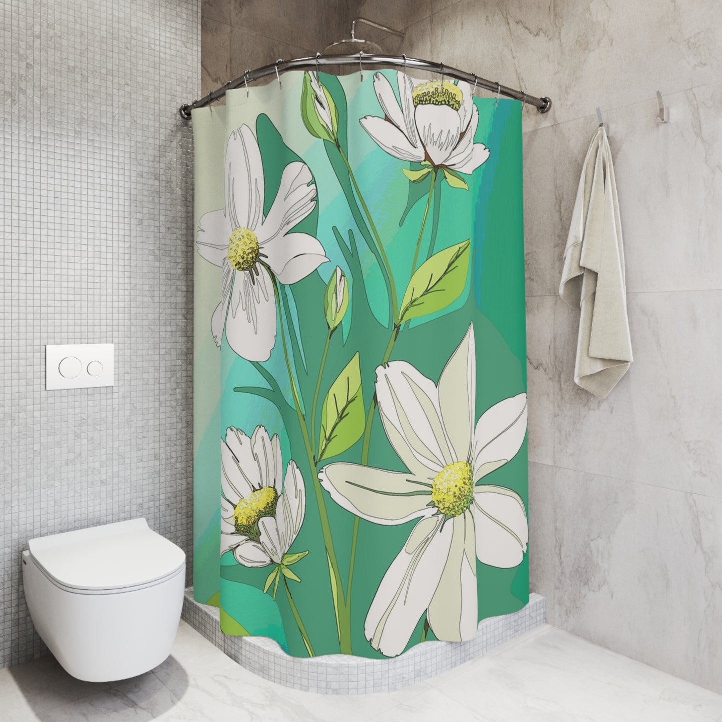 Vibrant Floral Shower Curtain, Boho Bathroom Decor, Great for Home Makeovers, Ideal Gift for Housewarmings and Weddings, Nature-Inspired