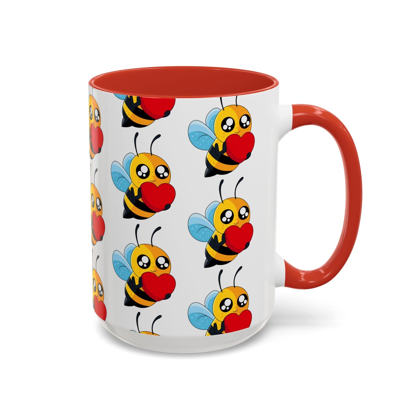 Cute Bee Love Accent Coffee Mug, Cute Floral Mug, Cheerful Bee Design