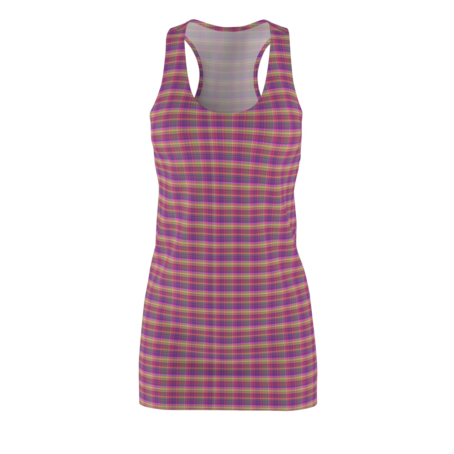 Vibrant Checkered Racerback Dress for Summer Fun, Casual Day Out, Festivals, Beachwear, Everyday Comfort, Trending Style