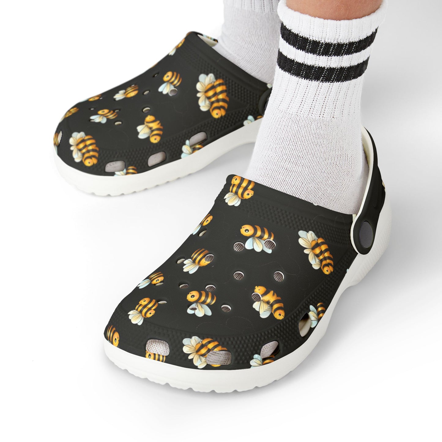 Bee-themed Kid's EVA Foam Clogs, Lightweight Comfort Shoes, Fun Summer Sandals, Durable Kids Footwear, Garden Party Accessories