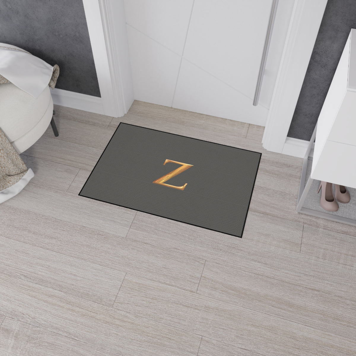 Gray and Gold Monogram Z Heavy-Duty Floor Mat
