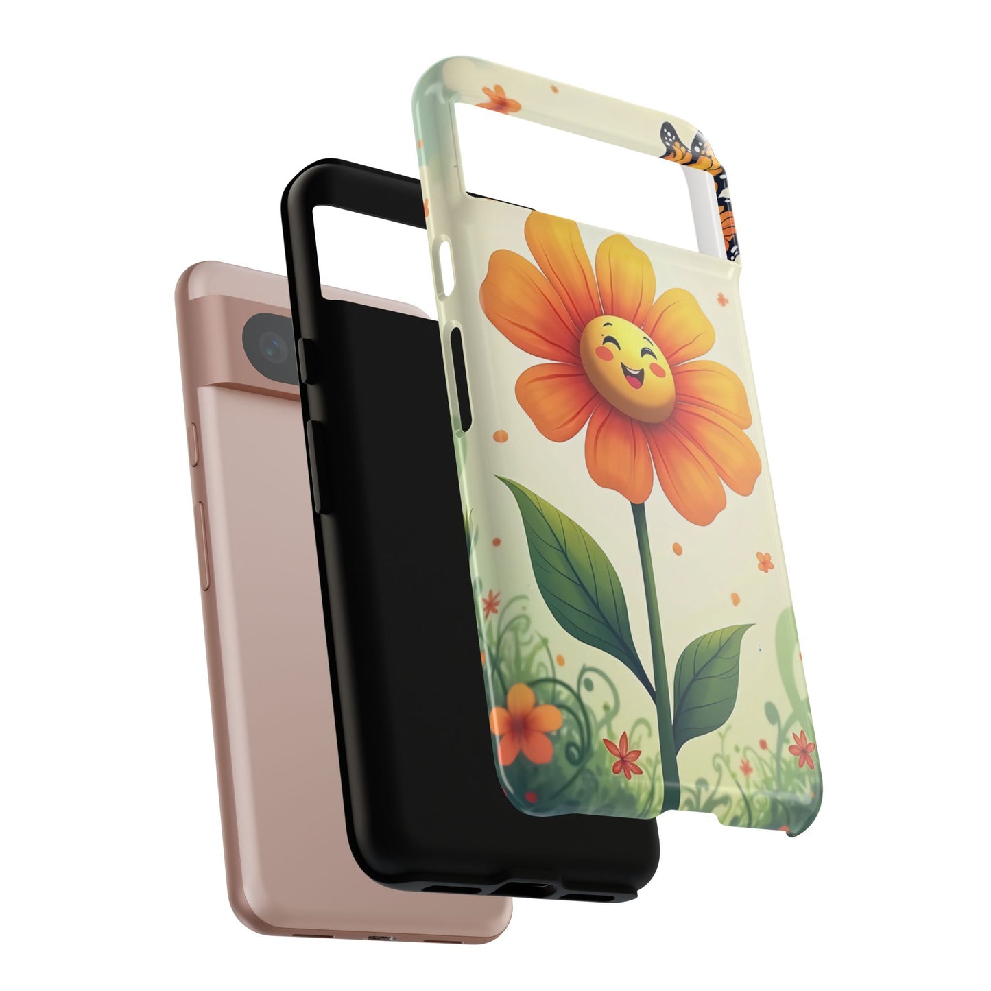 Floral Phone Case with Butterfly Design, Cute Flower Phone Cover for Nature Lovers, Eco-Friendly Gift, Spring Vibes, Birthday Present