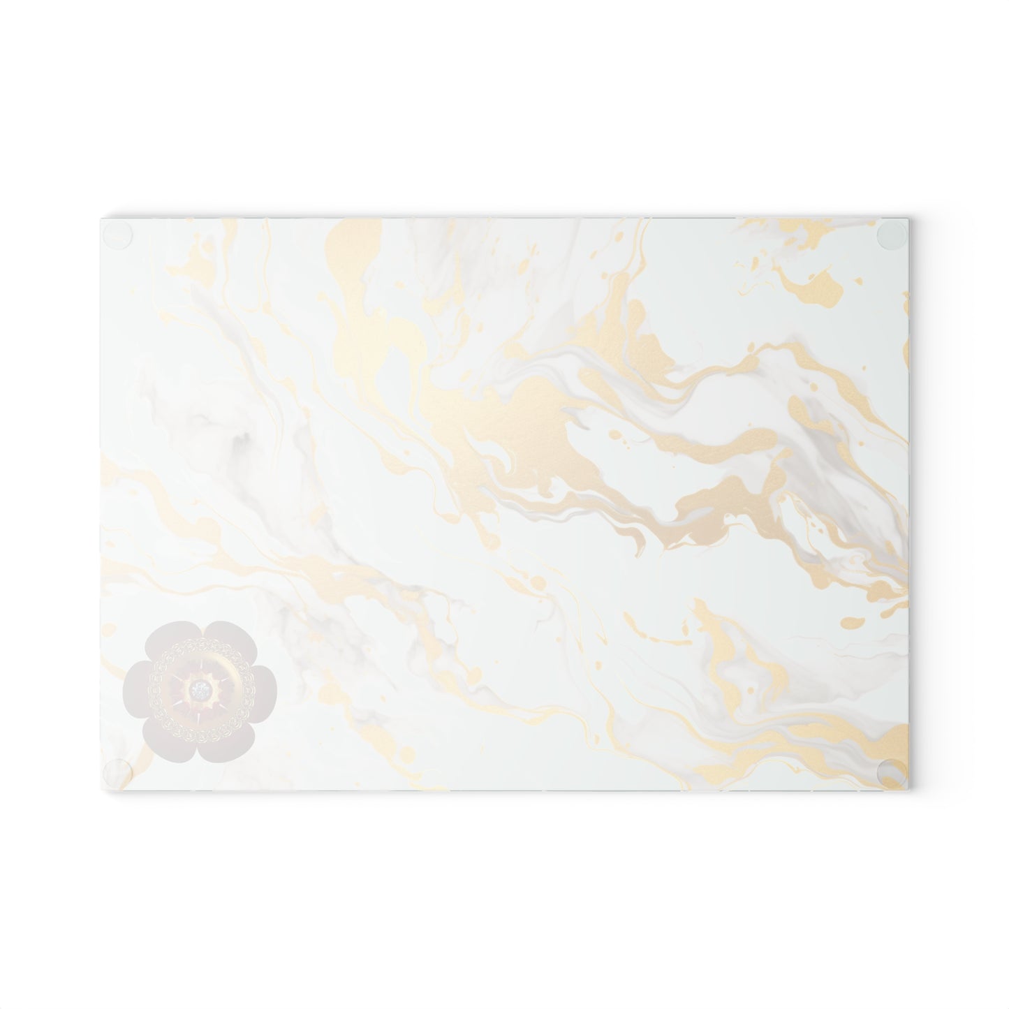 Elegant Marble Glass Cutting Board with Floral Design, Kitchen Decor, Home Gift