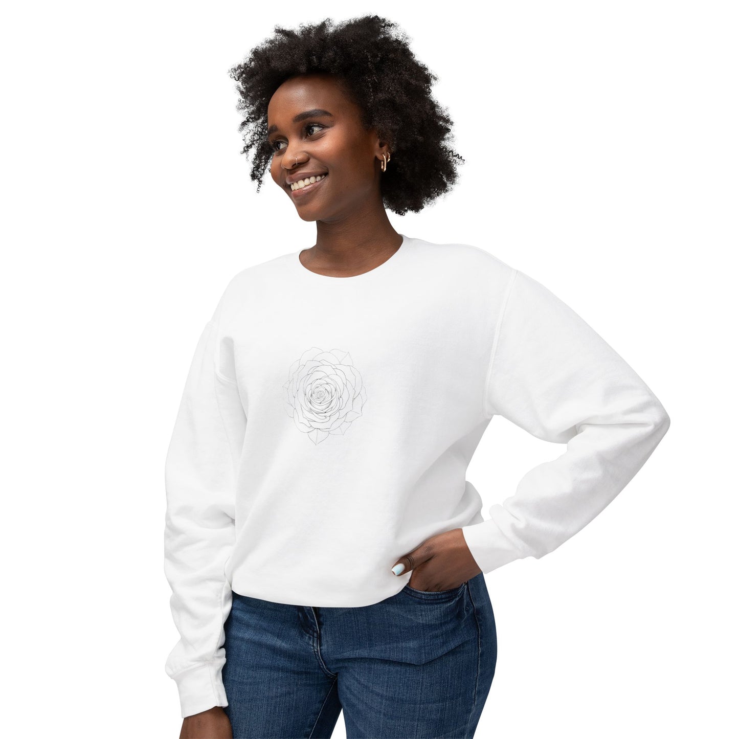 Minimalist Floral Crewneck Sweatshirt, Cozy Unisex Pullover, Casual Spring Apparel, Perfect Gift for Her, Everyday Comfort