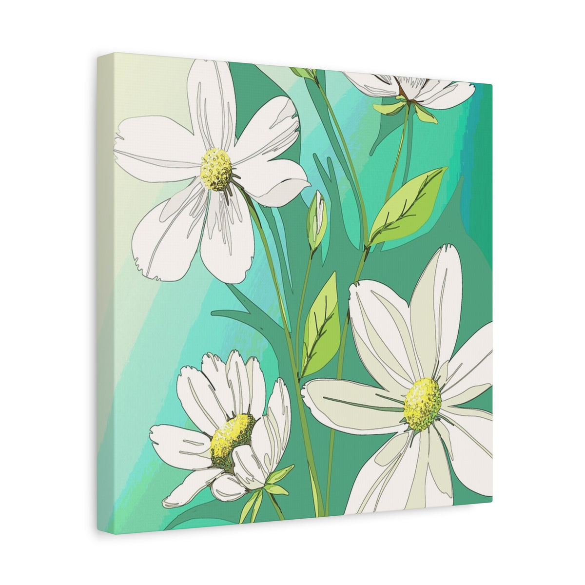 Matte Canvas, Stretched, 1.25" White Flowers