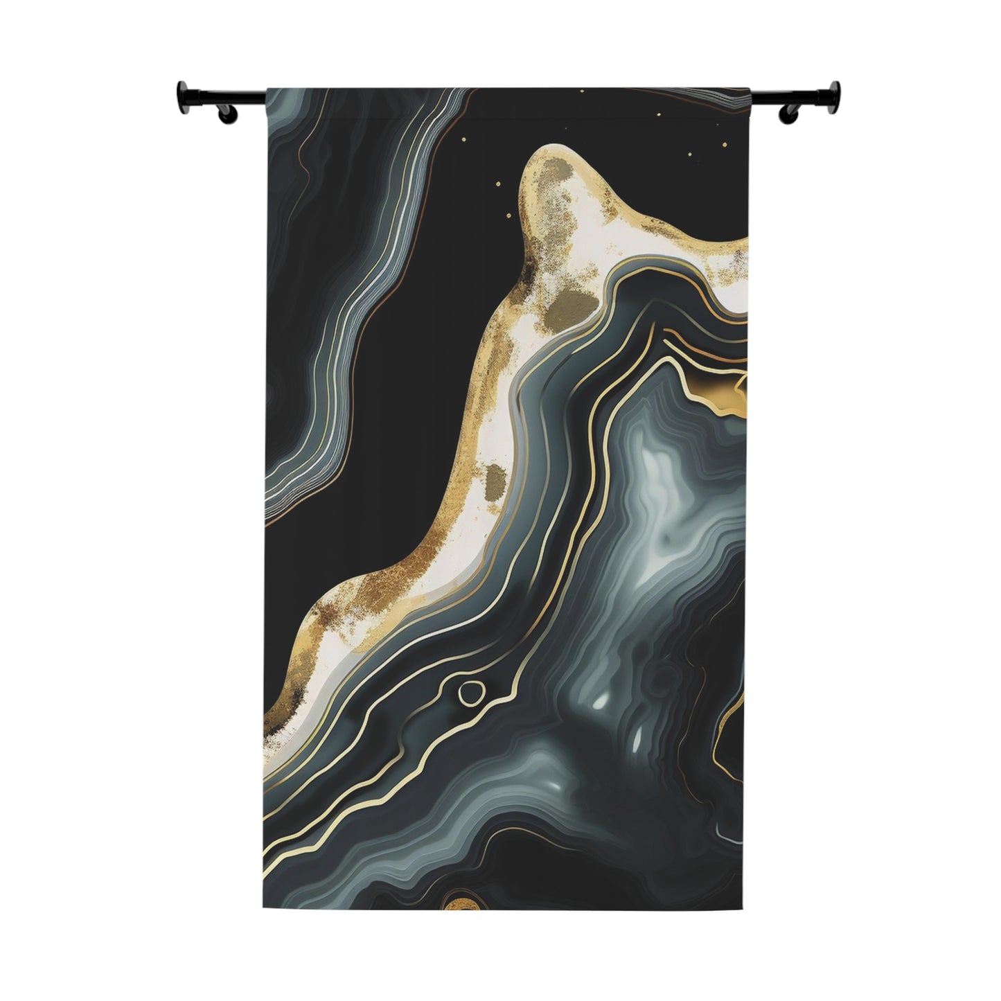 Elegant Abstract Window Curtains, Modern Home Decor, Geode Print, Black and Gold Drapes, Stylish Living Room Upgrade, Perfect Gift